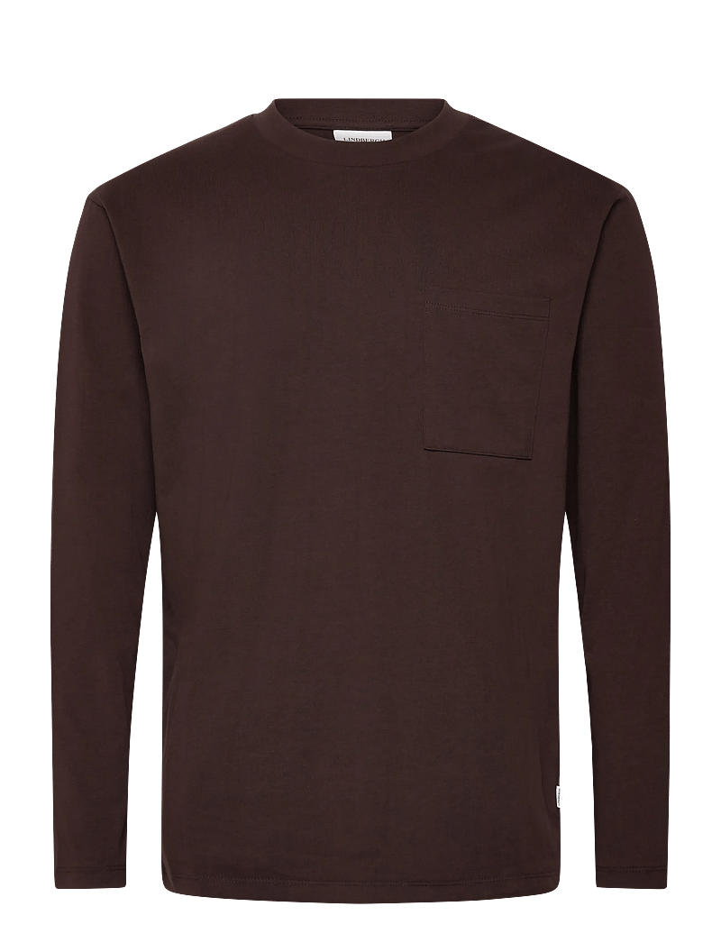 Lindbergh - Oversized pocket tee L/S - långärmade t-shirts - dk burgundy - 0