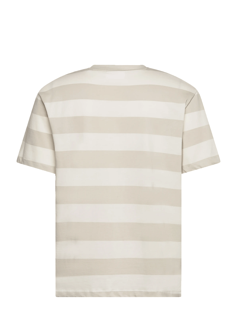 Lindbergh - Striped oversized o-neck tee S/S - kortärmade t-shirts - fair grey - 2