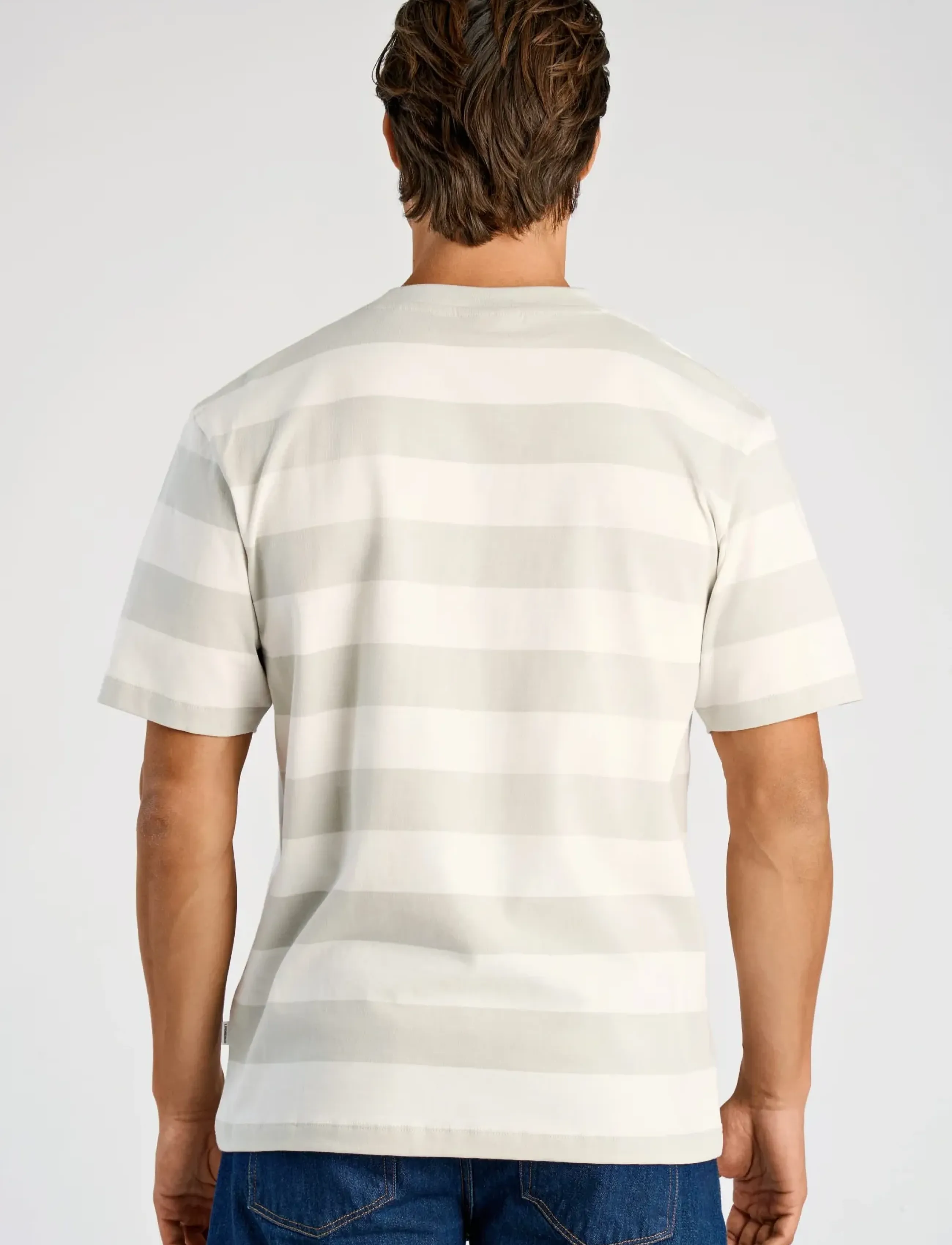 Lindbergh - Striped oversized o-neck tee S/S - kortärmade t-shirts - fair grey - 4