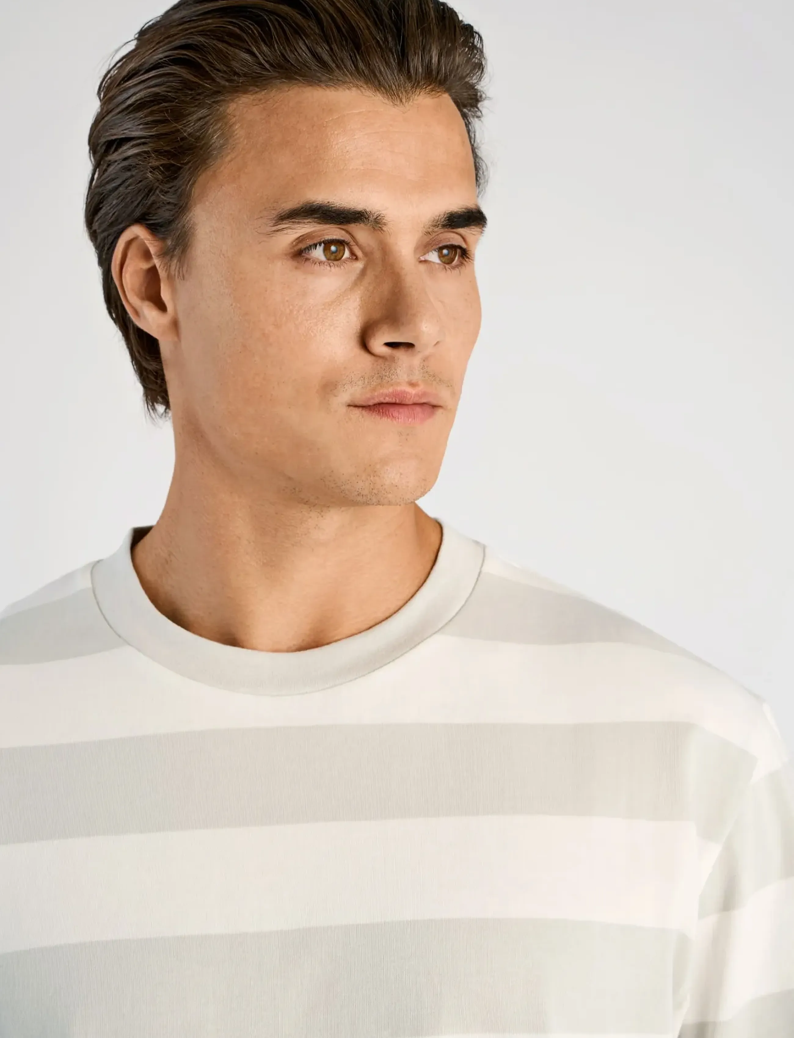 Lindbergh - Striped oversized o-neck tee S/S - kortärmade t-shirts - fair grey - 5