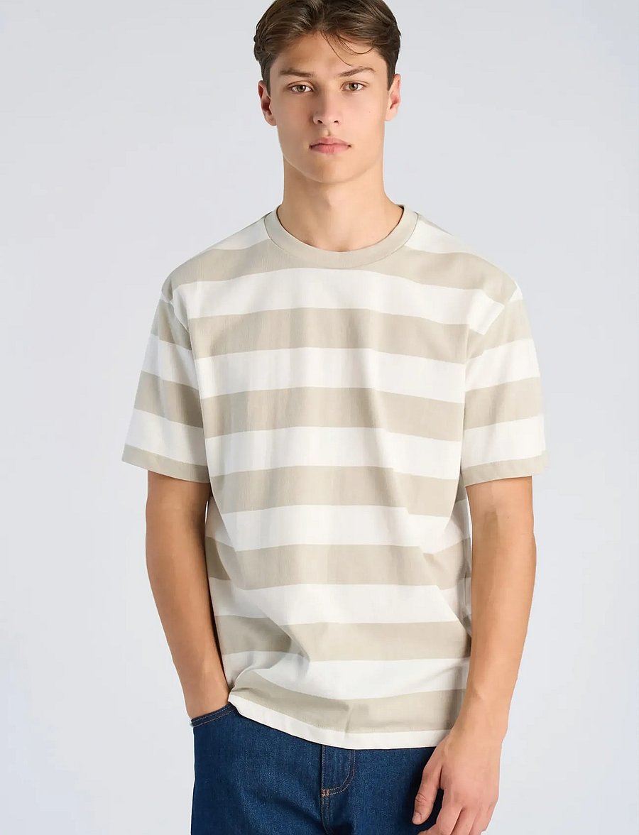 Lindbergh - Striped oversized o-neck tee S/S - lühikeste varrukatega t-särgid - lt grey stone - 3