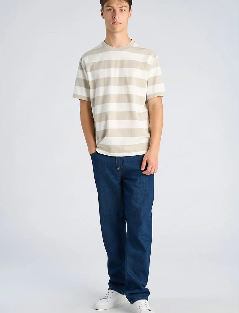 Lindbergh - Striped oversized o-neck tee S/S - lühikeste varrukatega t-särgid - lt grey stone - 0
