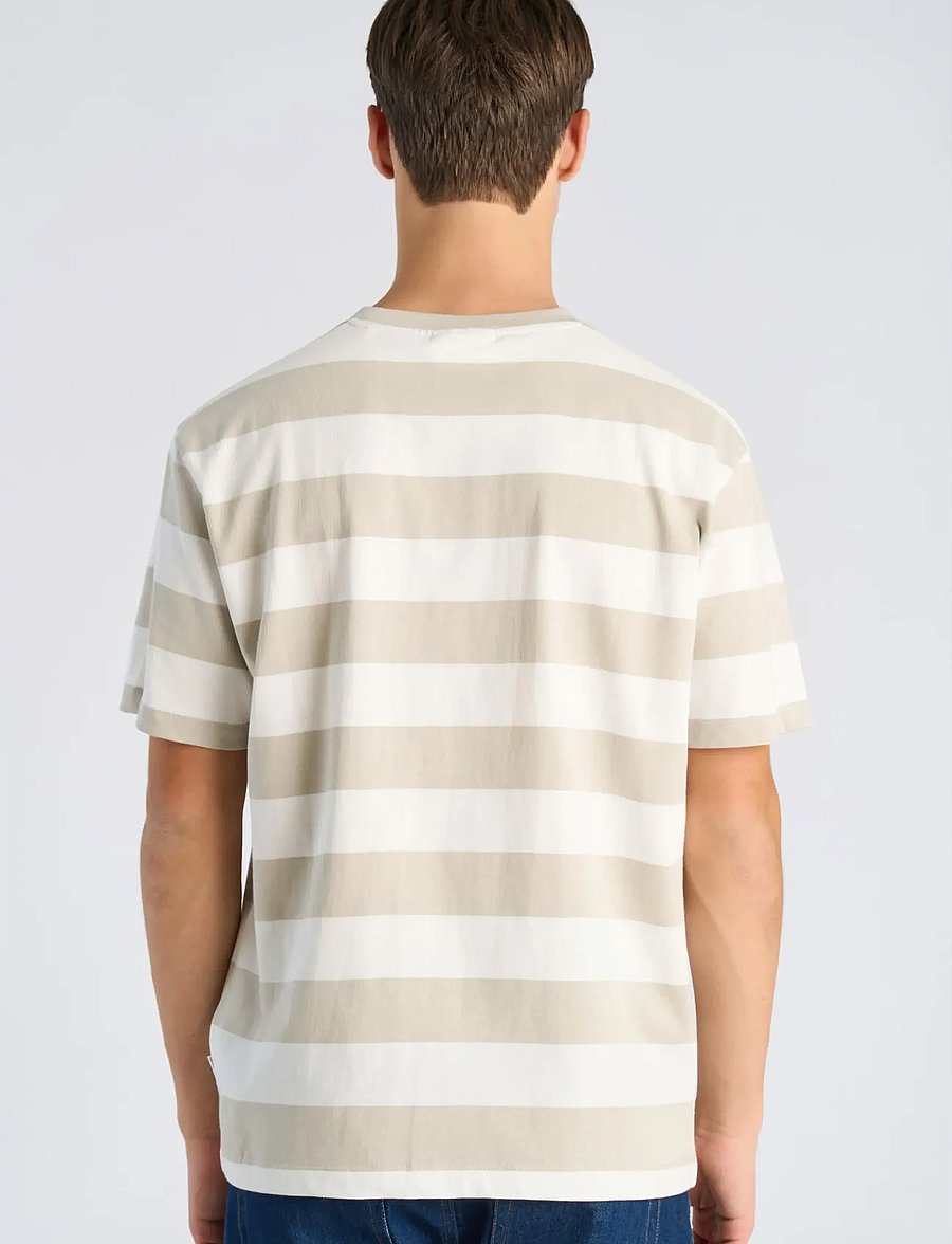 Lindbergh - Striped oversized o-neck tee S/S - kortärmade t-shirts - lt grey stone - 4