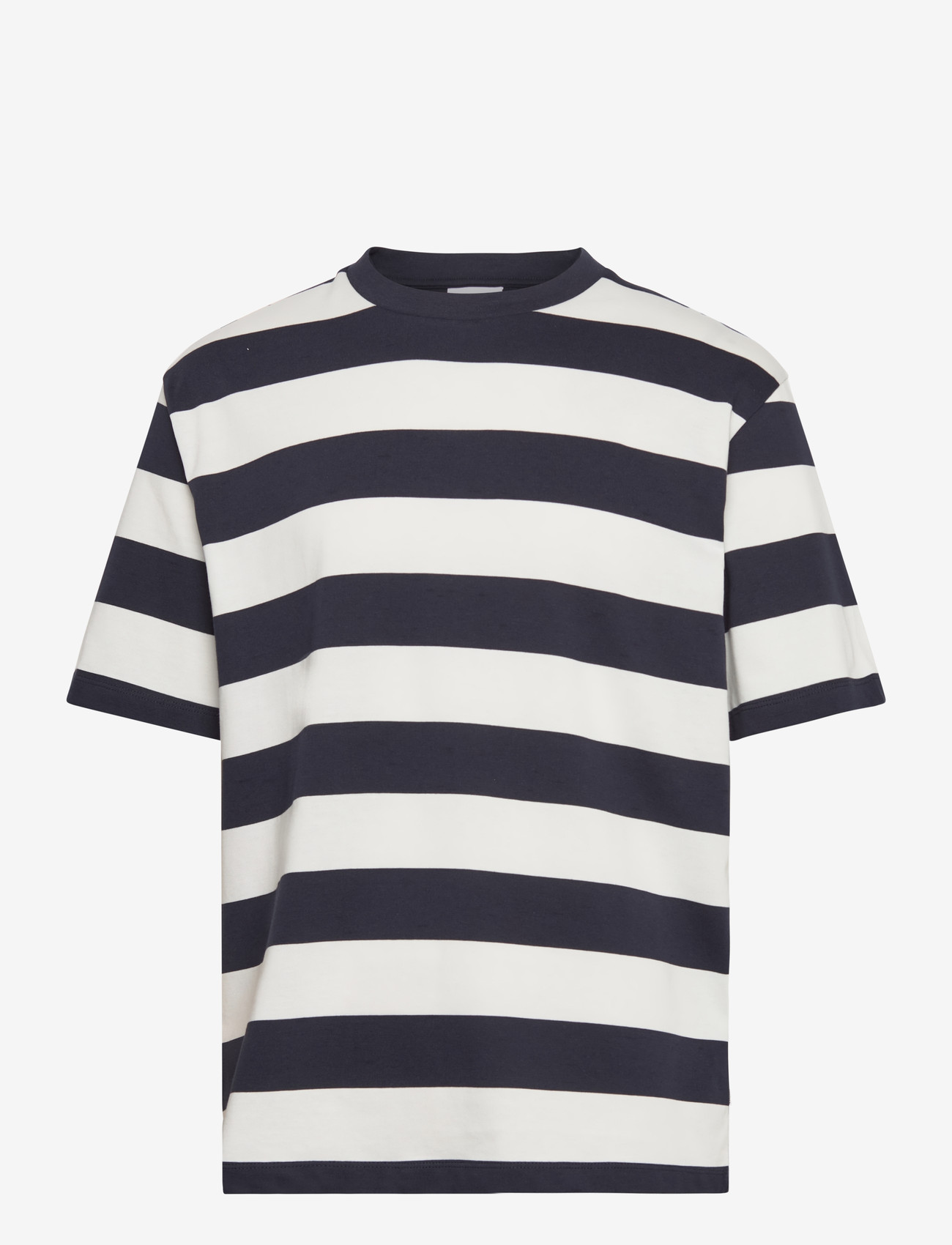 Lindbergh - Striped oversized o-neck tee S/S - short-sleeved t-shirts - navy - 1