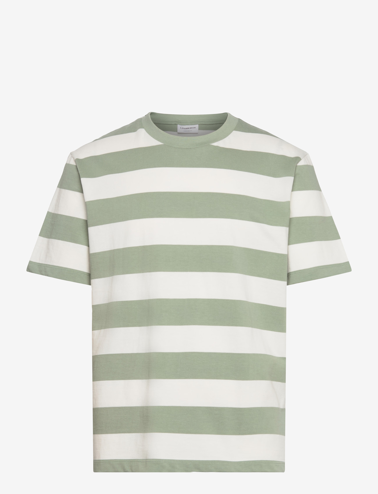 Lindbergh - Striped oversized o-neck tee S/S - kortærmede t-shirts - sage green - 1