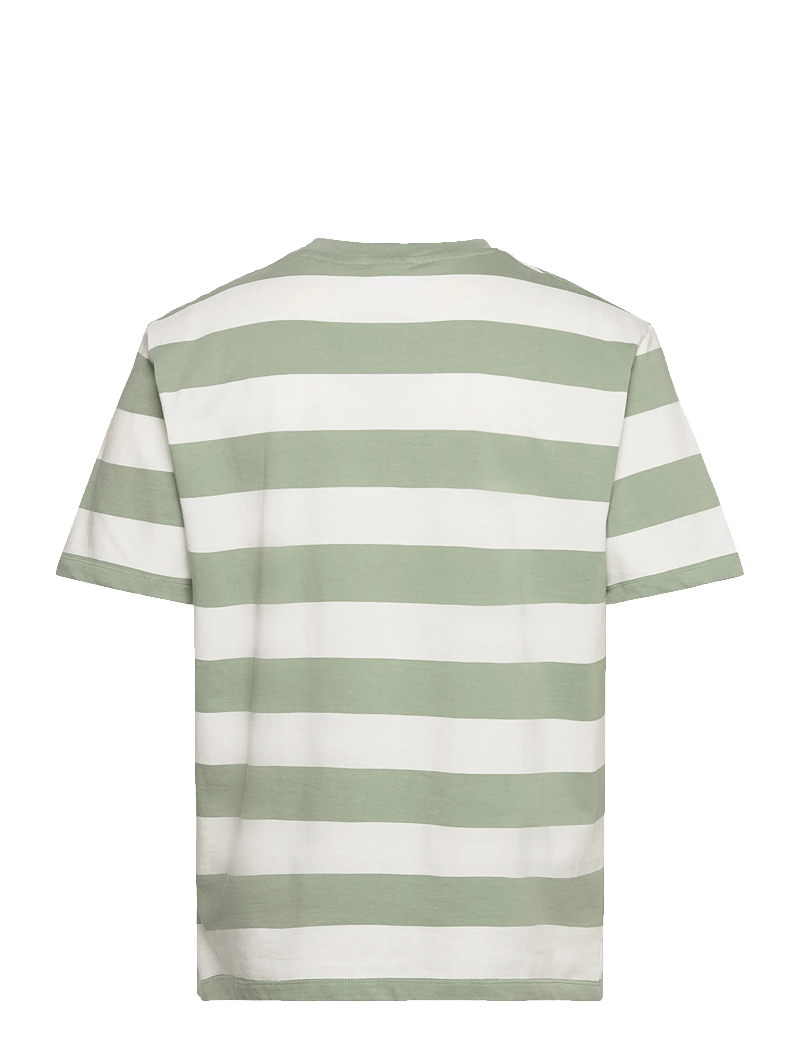 Lindbergh - Striped oversized o-neck tee S/S - lühikeste varrukatega t-särgid - sage green - 2
