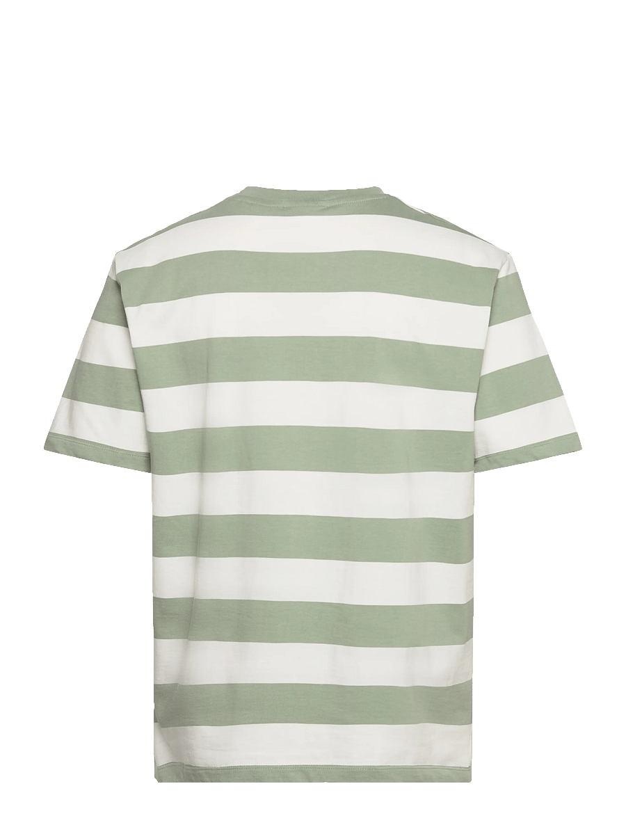 Lindbergh - Striped oversized o-neck tee S/S - kortärmade t-shirts - sage green - 2