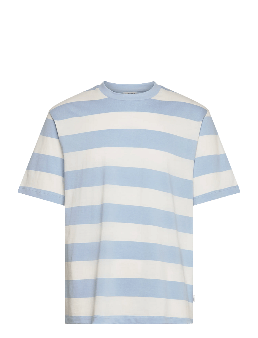 Lindbergh - Striped oversized o-neck tee S/S - kortärmade t-shirts - soft blue - 1