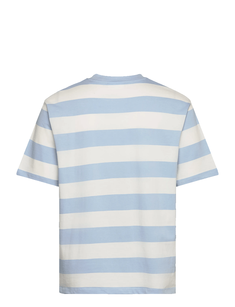 Lindbergh - Striped oversized o-neck tee S/S - kortärmade t-shirts - soft blue - 2