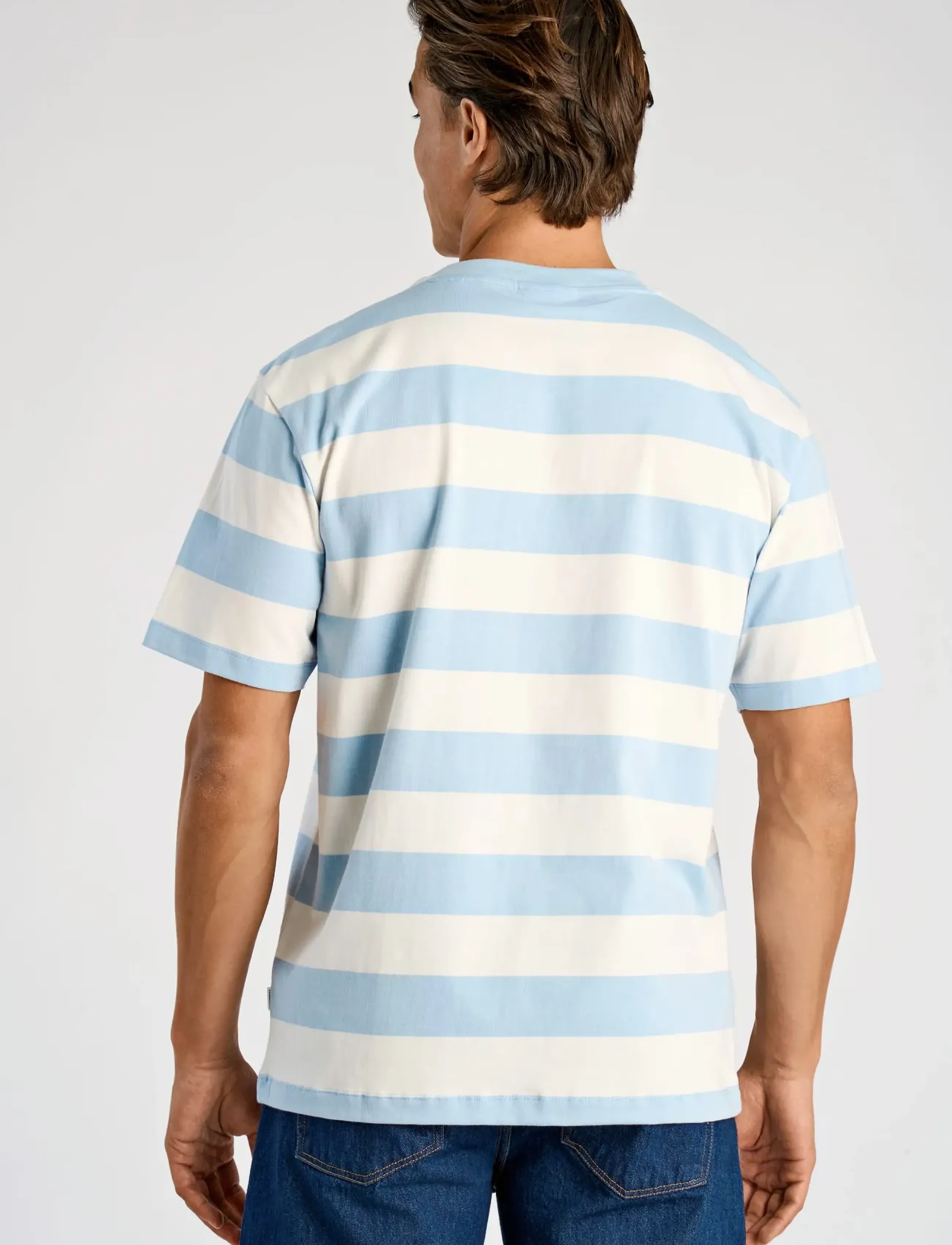 Lindbergh - Striped oversized o-neck tee S/S - kortärmade t-shirts - soft blue - 4