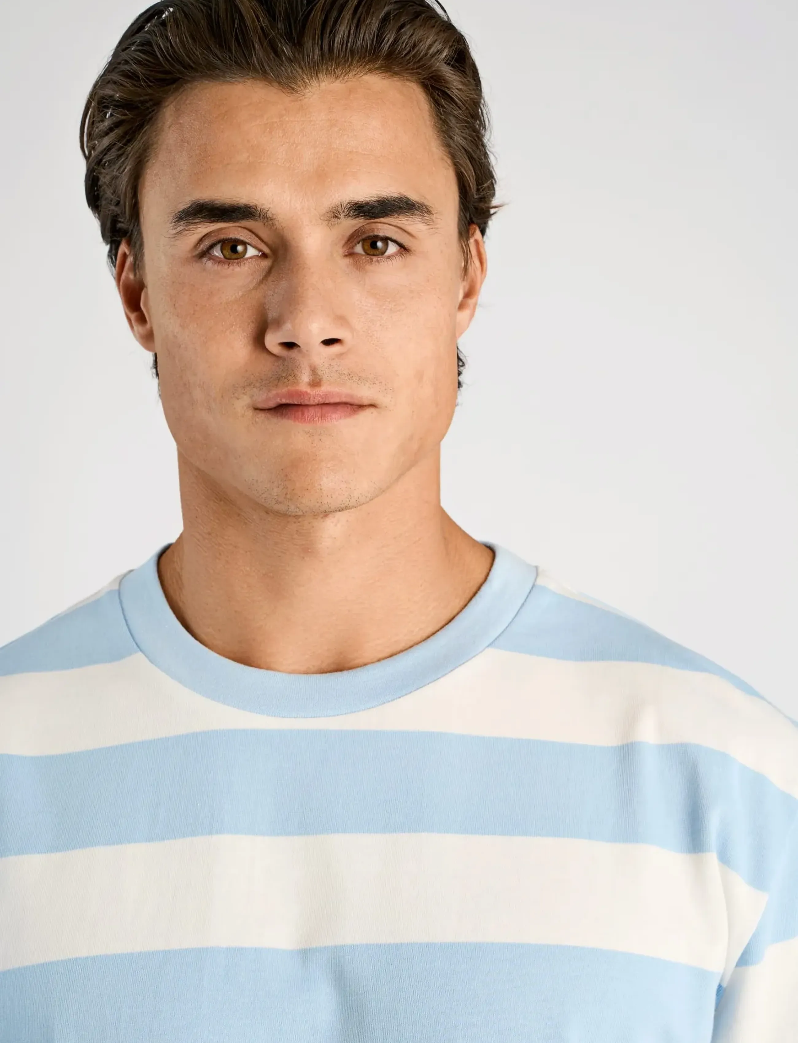 Lindbergh - Striped oversized o-neck tee S/S - kortärmade t-shirts - soft blue - 5