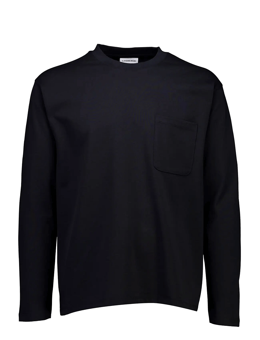 Lindbergh - O-neck tee oversized cropped L/S - long-sleeved t-shirts - black - 0