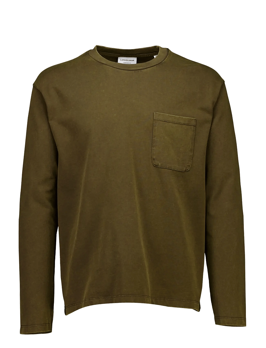 Lindbergh - O-neck tee oversized cropped L/S - langärmelige t-shirts - dk brown - 1