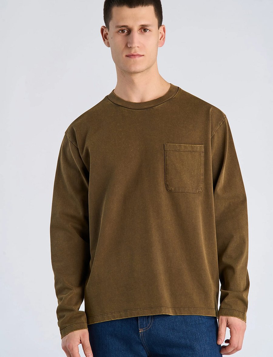 Lindbergh - O-neck tee oversized cropped L/S - langärmelige t-shirts - dk brown - 3