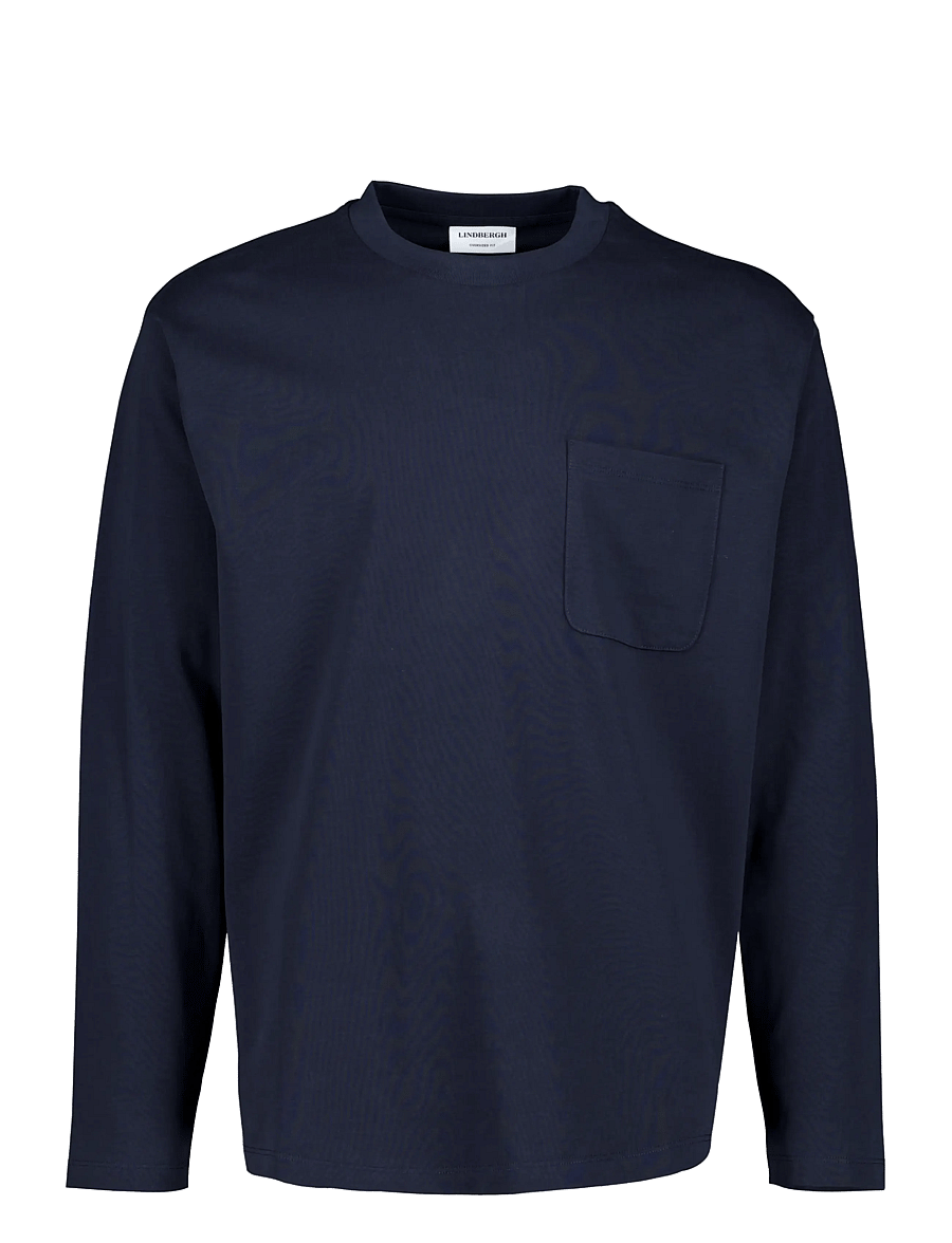 Lindbergh - O-neck tee oversized cropped L/S - langärmelige t-shirts - navy - 0