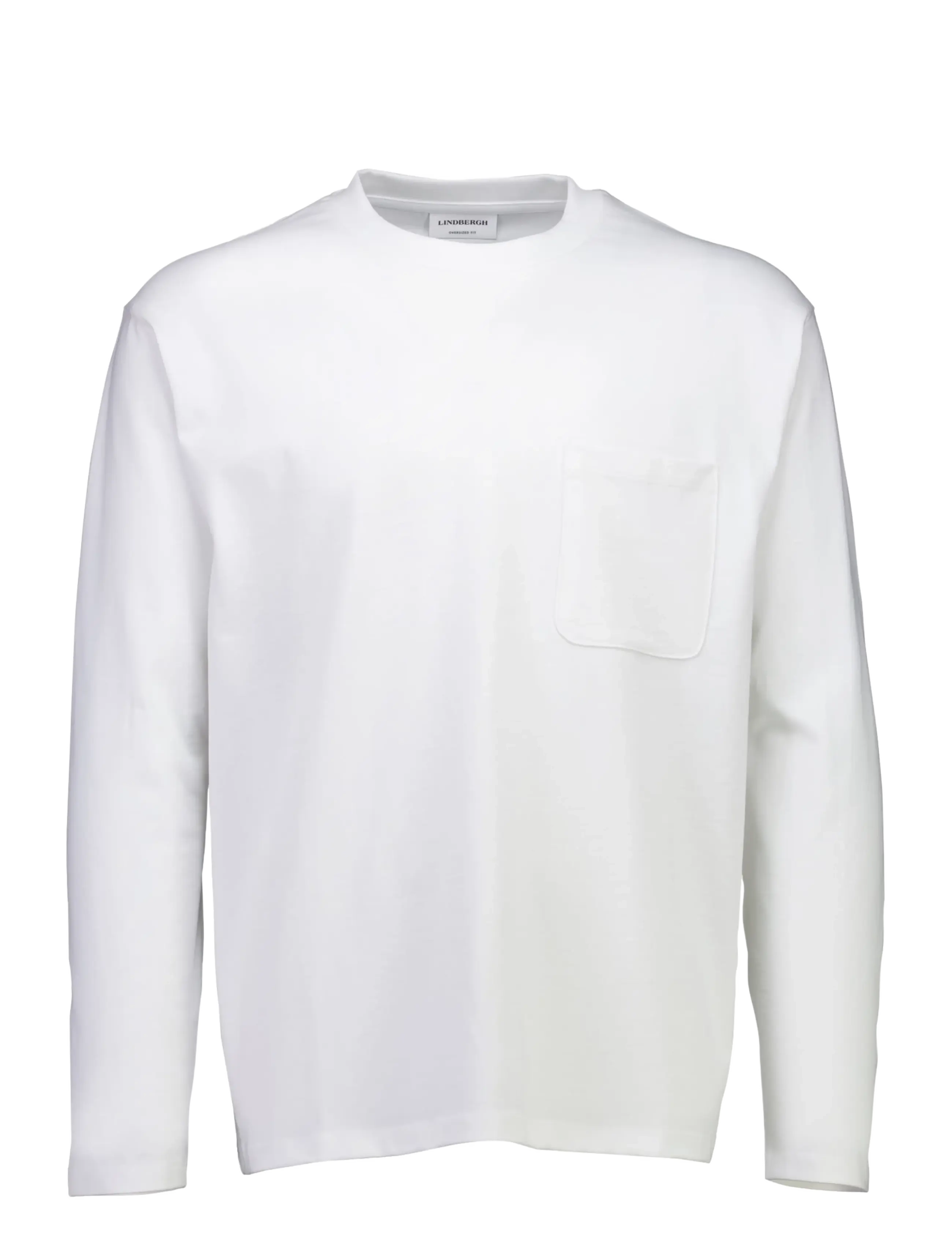 Lindbergh O-Neck Tee Oversized Cropped L/S, 3XL, T-shirts, Weiß - Long-sleeved, Männerswear