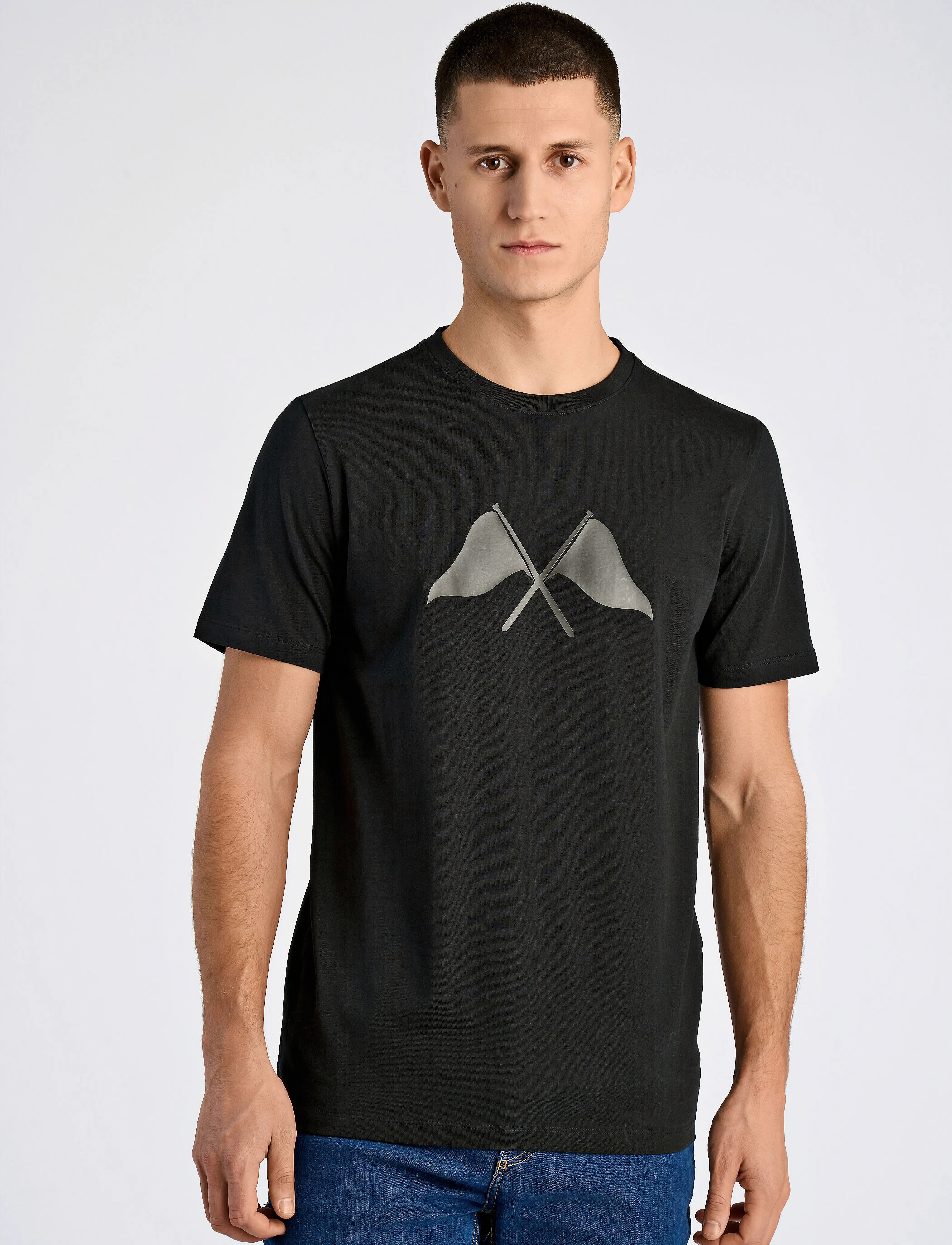 Lindbergh Copenhagen Print Tee S/S, Mænd, Print T-Shirt, Sort, Str: M