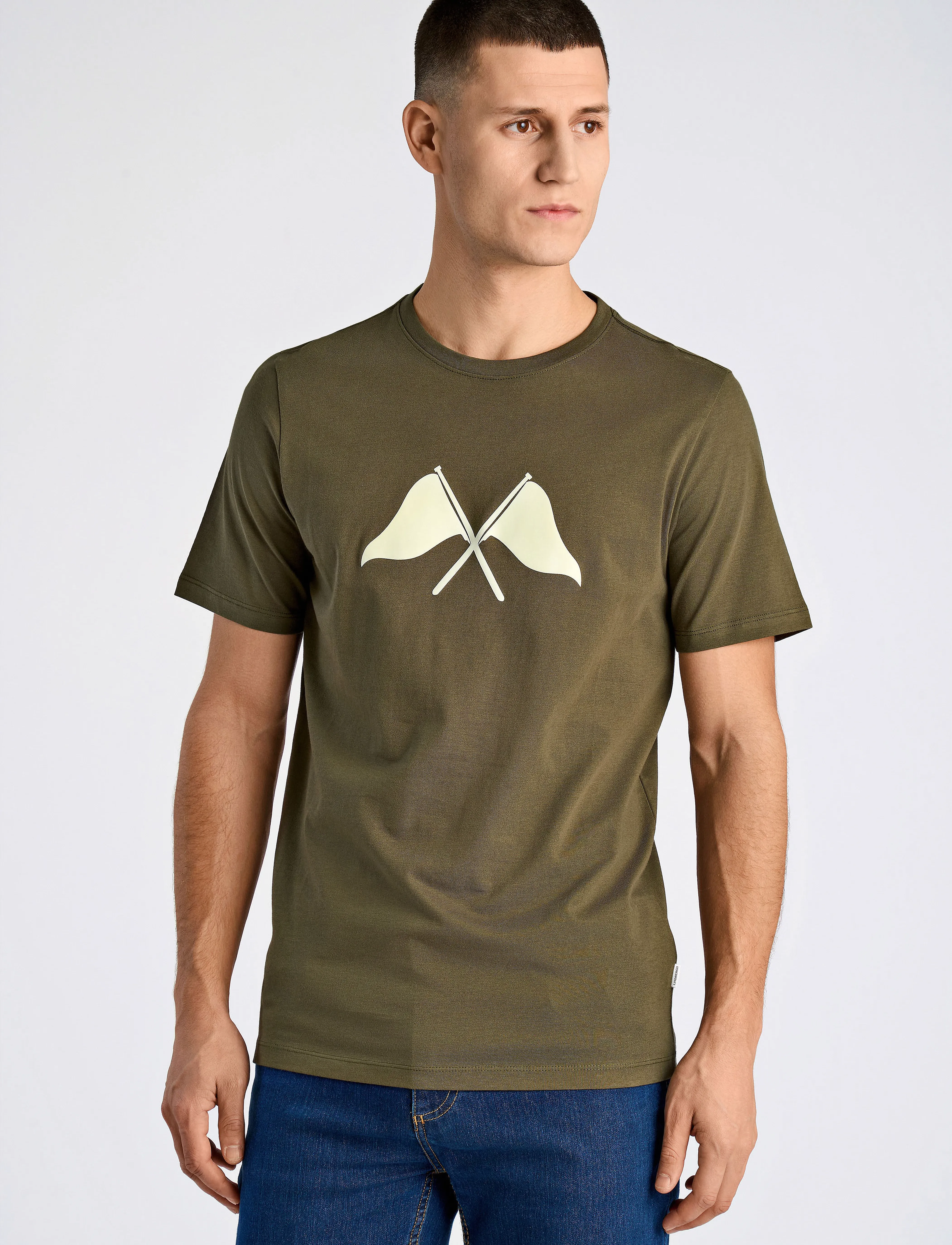 Lindbergh Copenhagen print tee S/S - 4 for 3 - DK JUNGLE GREEN / khaki/green