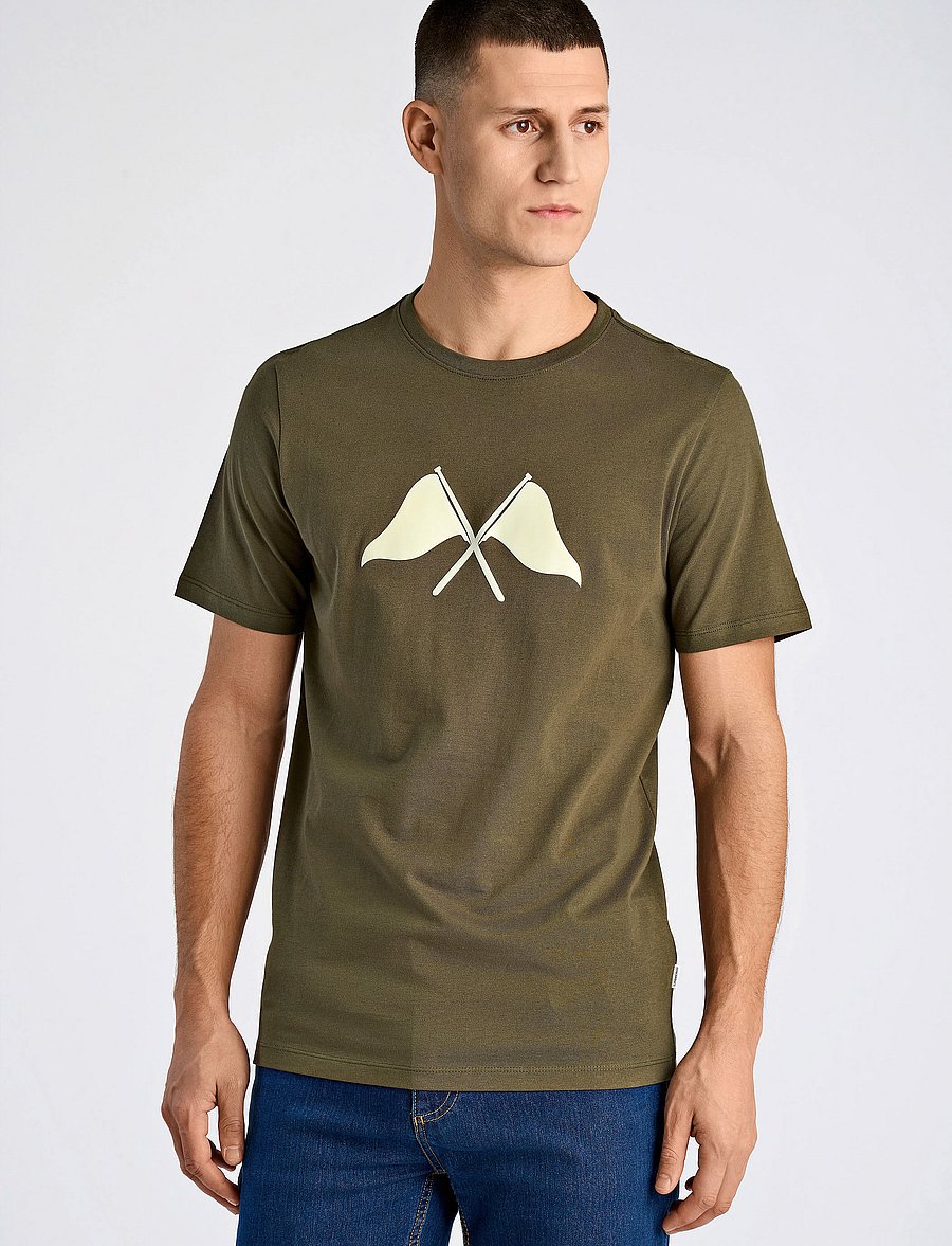 Lindbergh - Copenhagen print tee S/S - lühikeste varrukatega t-särgid - dk jungle green - 0