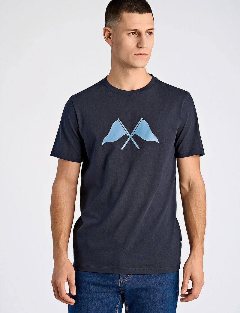 Lindbergh - Copenhagen print tee S/S - kortærmede t-shirts - navy - 0