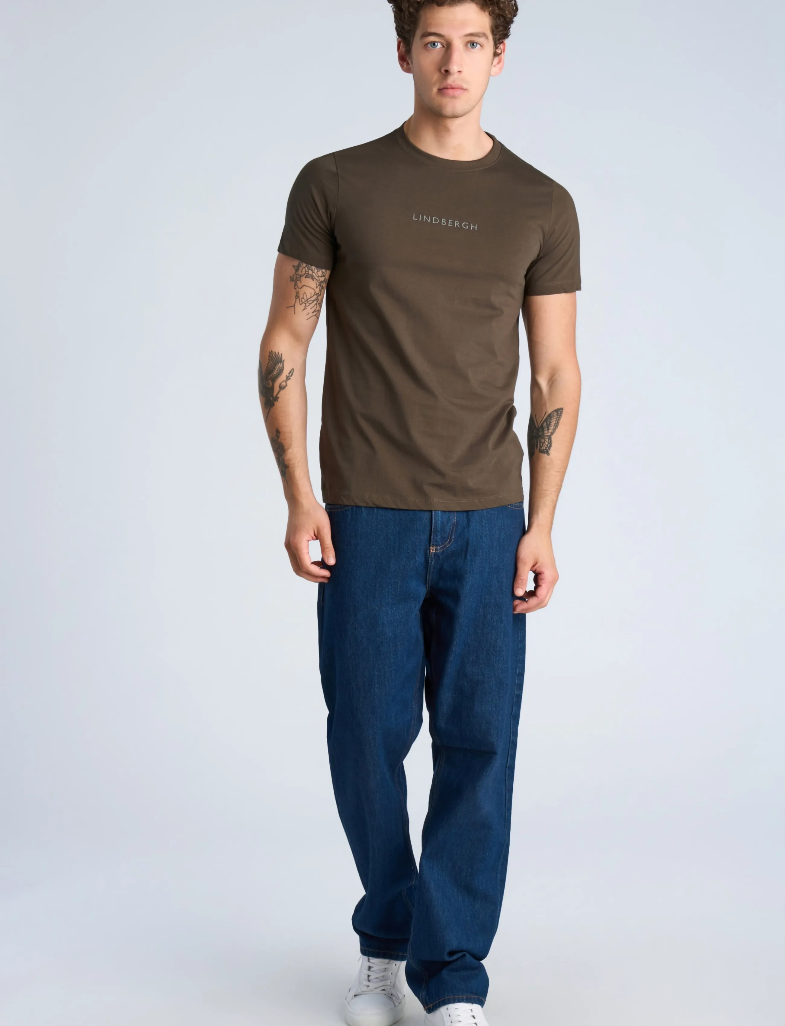 Lindbergh Lindbergh print tee S/S - Kortärmade t-shirts - BLACK OLIVE / khaki/green