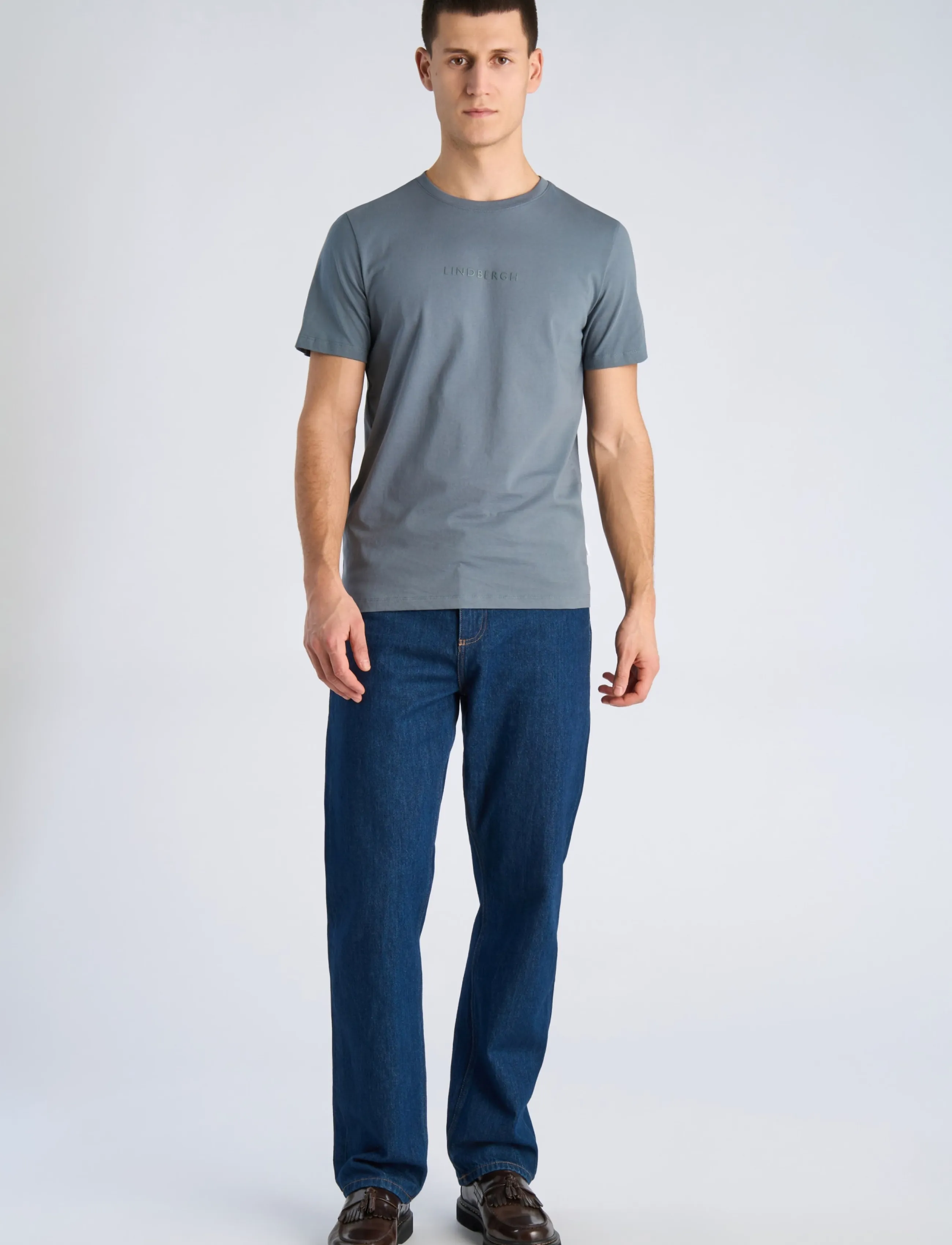 Lindbergh Lindbergh print tee S/S - Kurzärmelige T-Shirts - BLUE GREY / blue