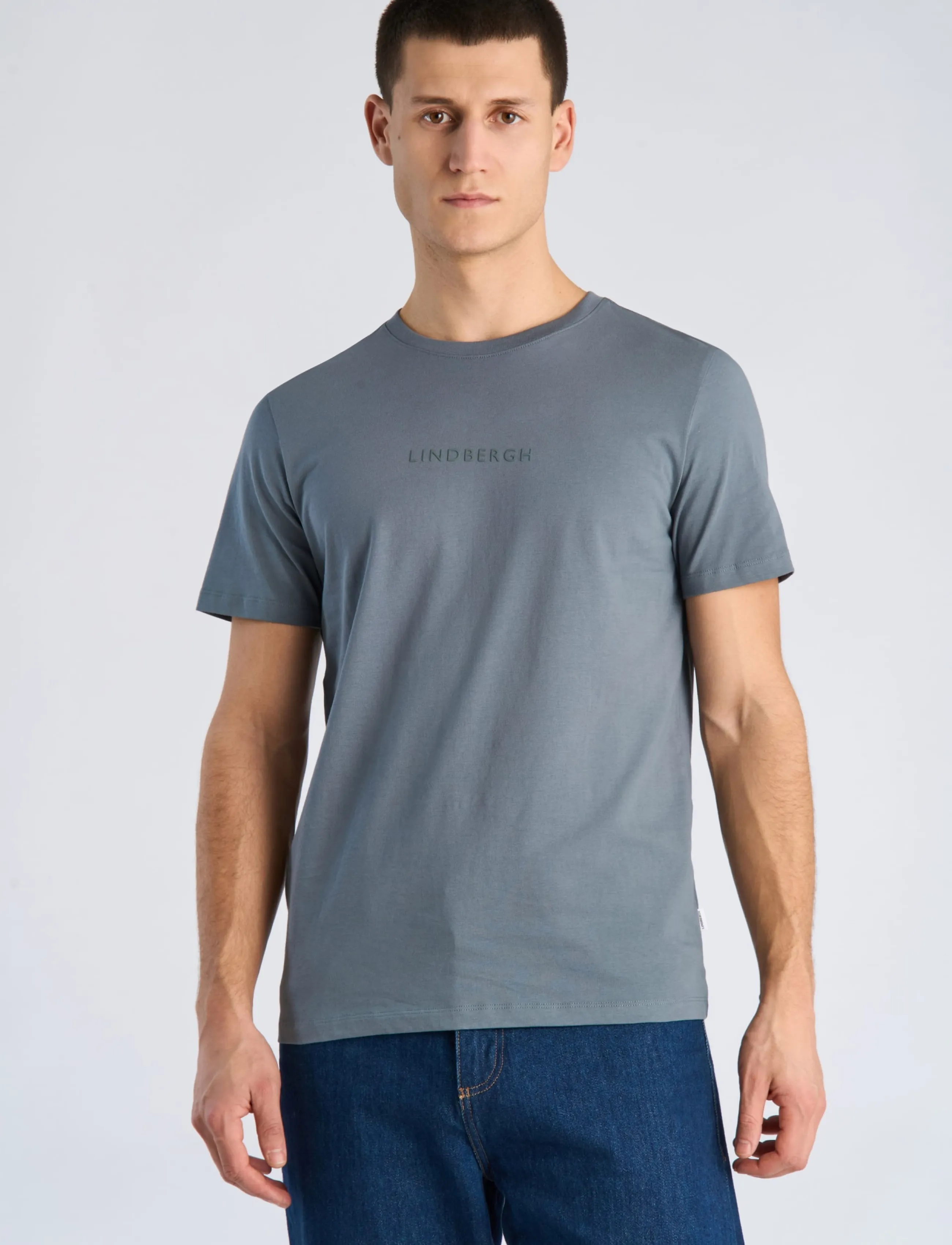 Lindbergh - Lindbergh print tee S/S - kurzärmelige t-shirts - blue grey - 3