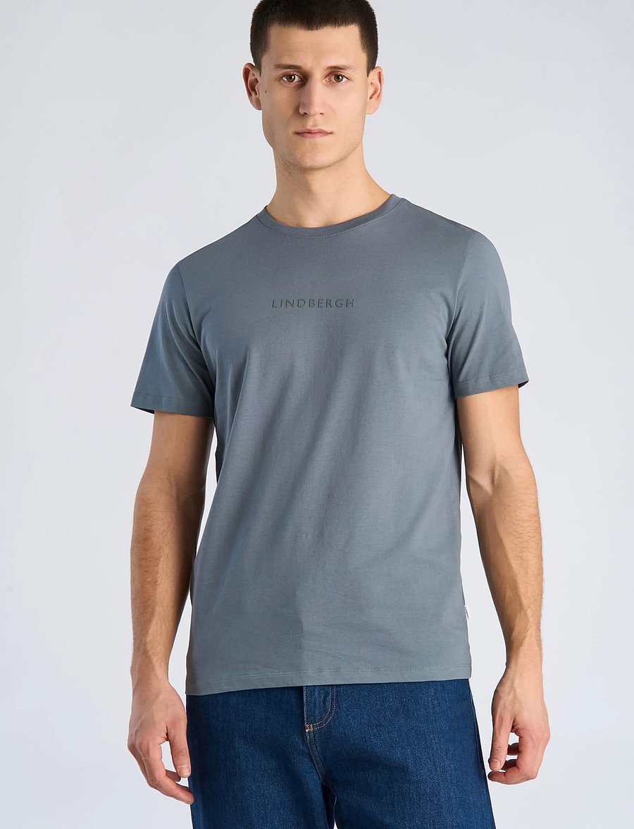 Lindbergh - Lindbergh print tee S/S - kortærmede t-shirts - blue grey - 3