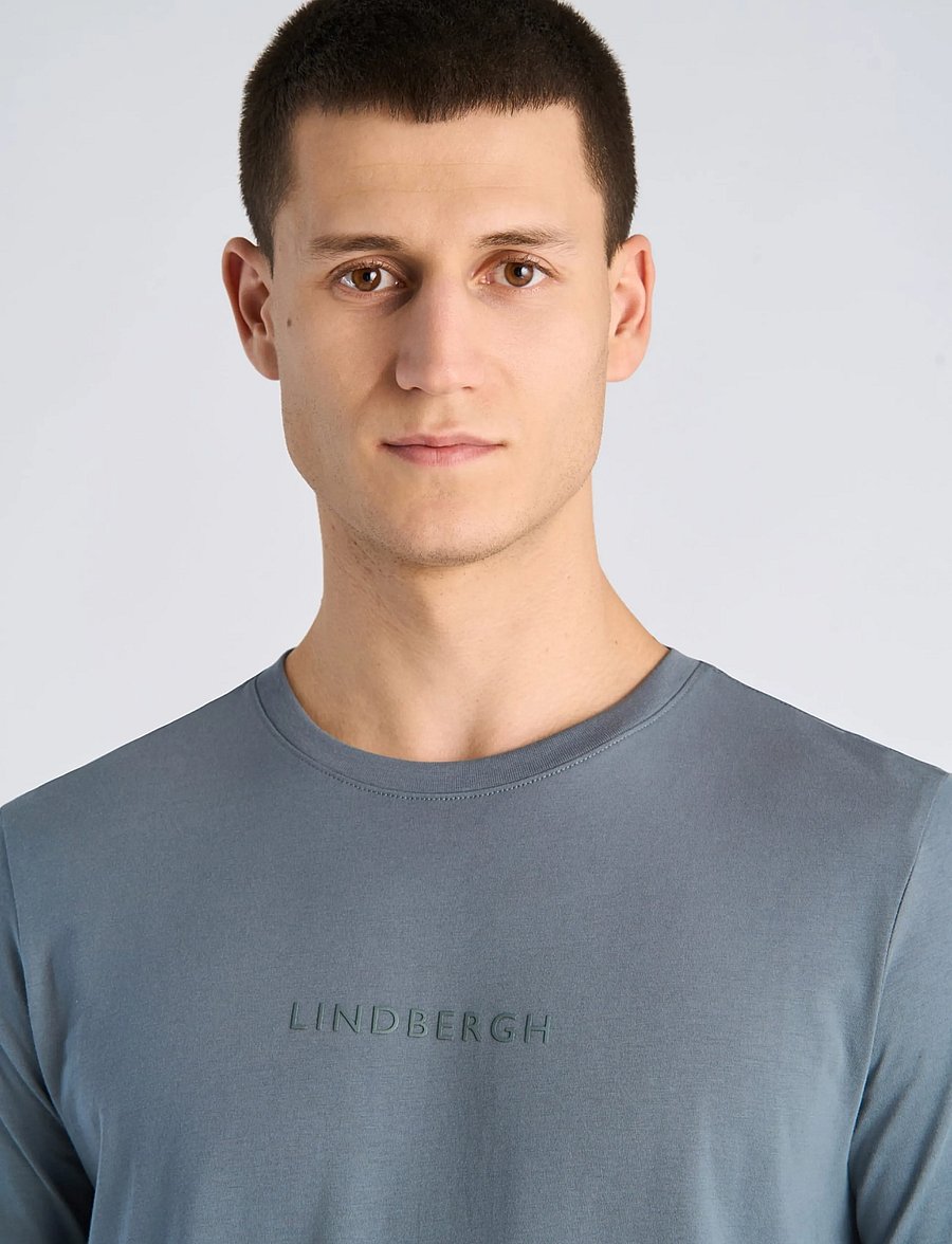 Lindbergh - Lindbergh print tee S/S - kortærmede t-shirts - blue grey - 5