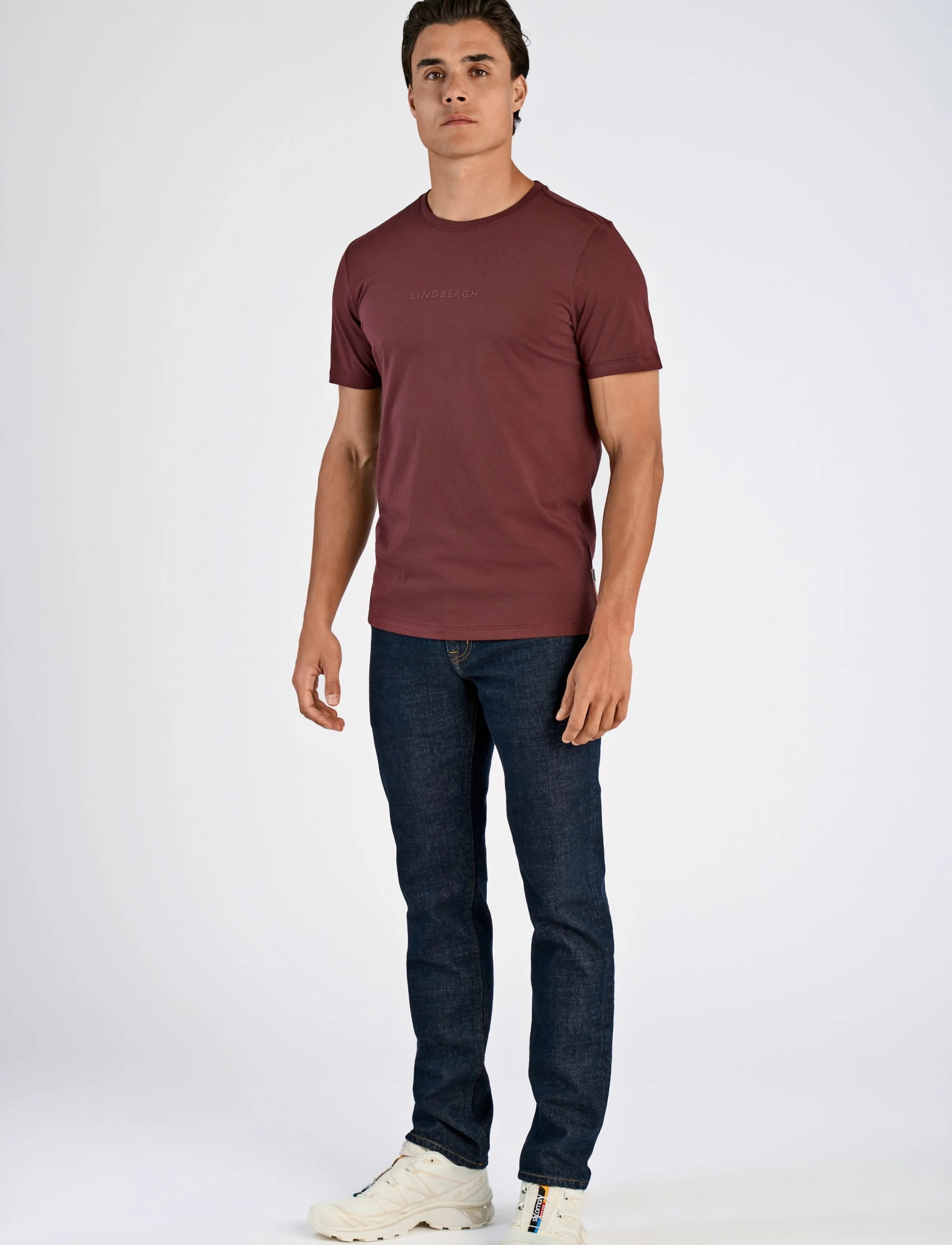 Lindbergh Lindbergh print tee S/S - Marškinėliai - BURGUNDY / burgundy