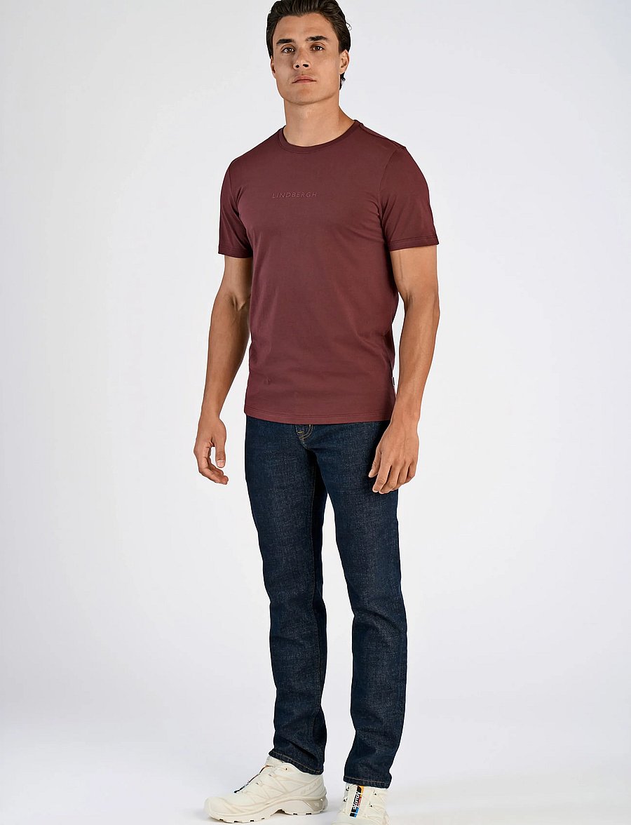Lindbergh - Lindbergh print tee S/S - kortærmede t-shirts - burgundy - 0