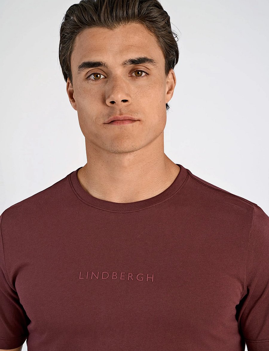 Lindbergh - Lindbergh print tee S/S - kortærmede t-shirts - burgundy - 5