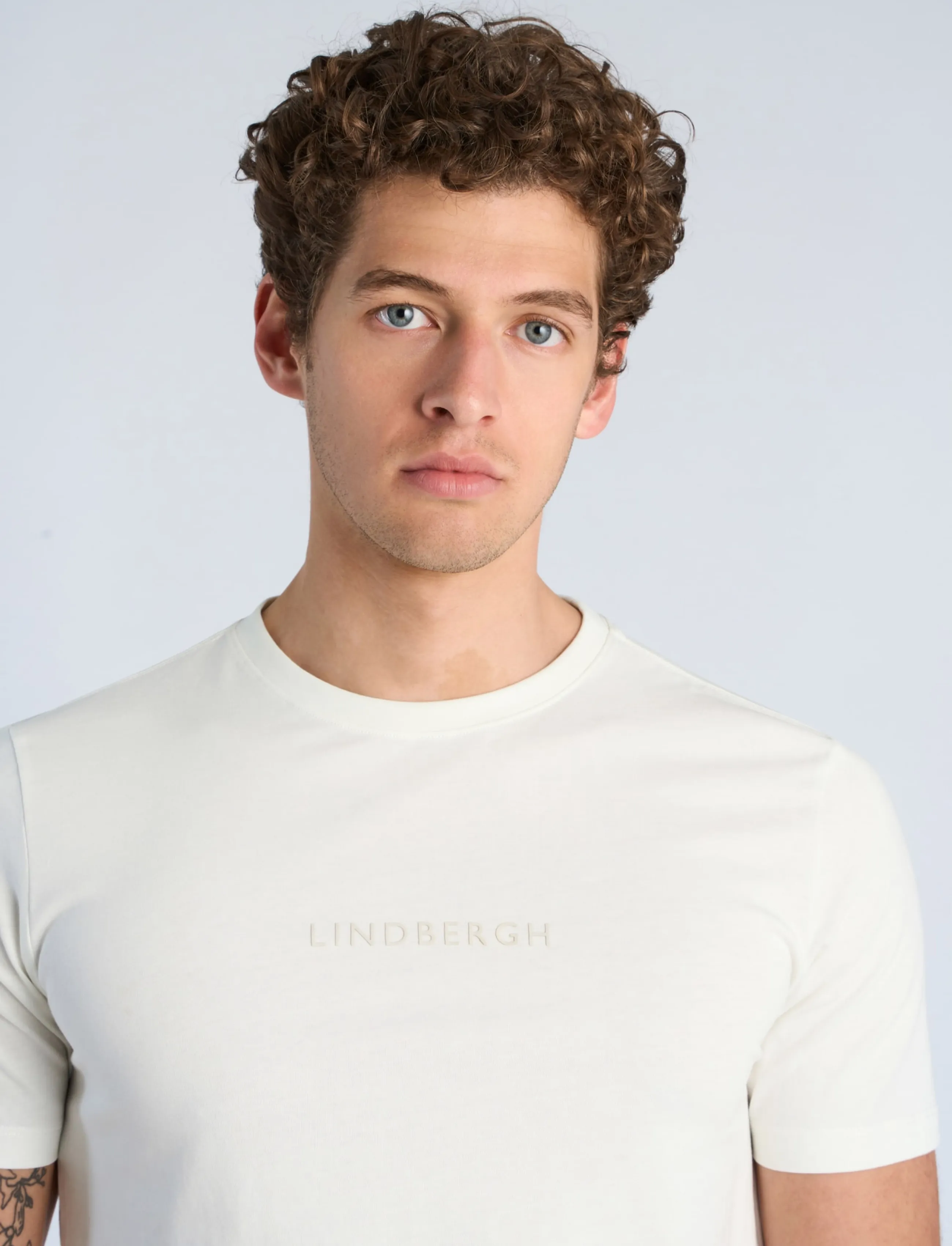 Lindbergh - Lindbergh print tee S/S - kortärmade t-shirts - chalk white - 5