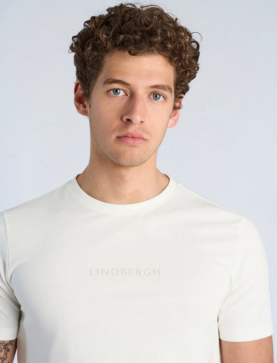 Lindbergh - Lindbergh print tee S/S - kortärmade t-shirts - chalk white - 5