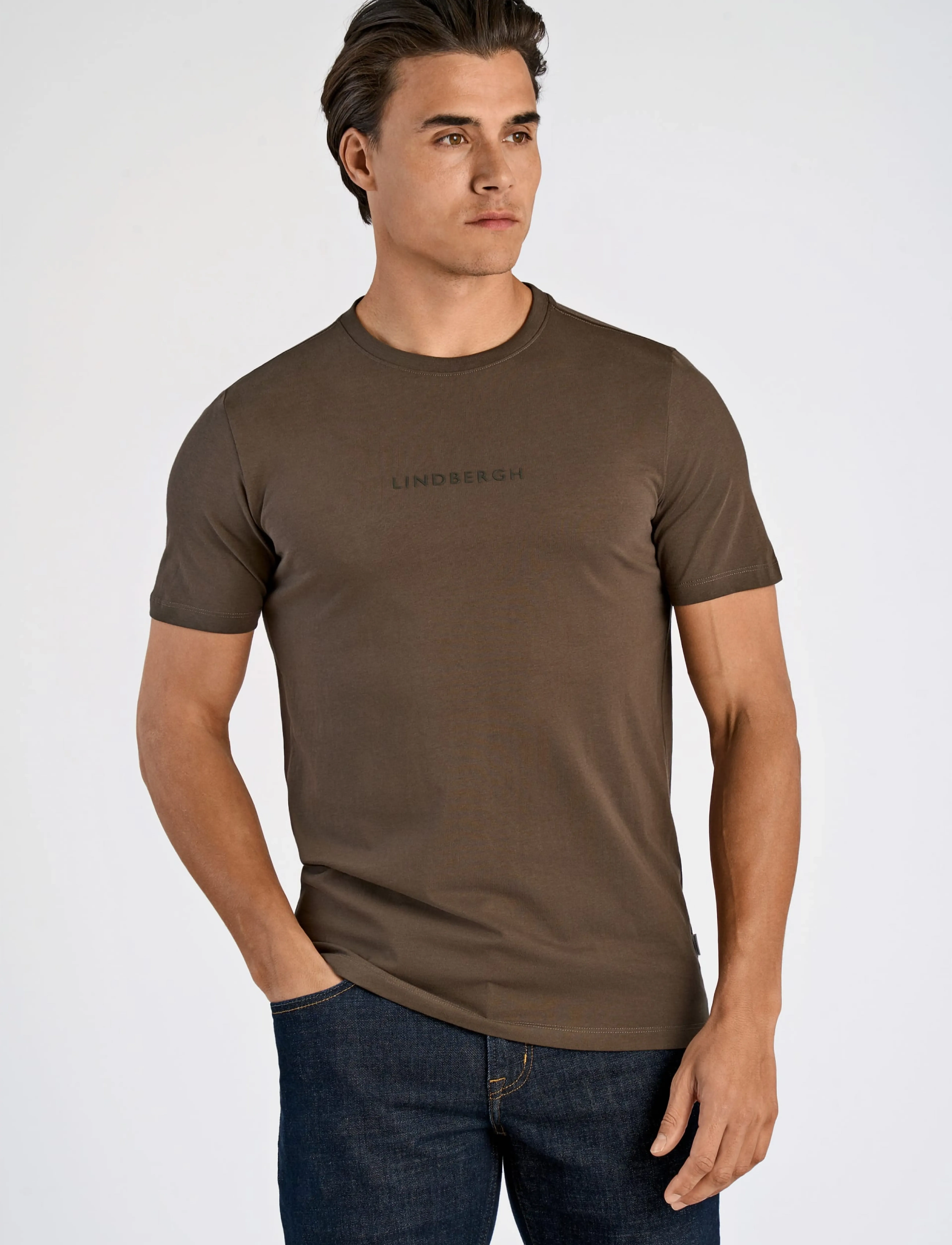 Lindbergh - Lindbergh print tee S/S - kurzärmelige t-shirts - dk brown - 3