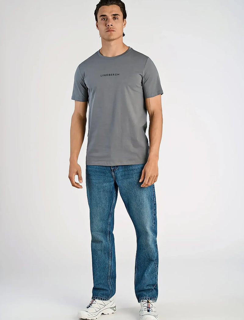 Lindbergh - Lindbergh print tee S/S - kortærmede t-shirts - dk grey - 0
