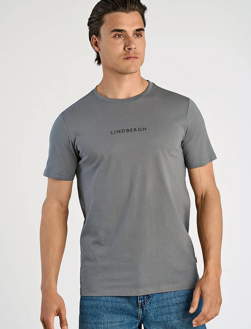 Lindbergh - Lindbergh print tee S/S - kortærmede t-shirts - dk grey - 5