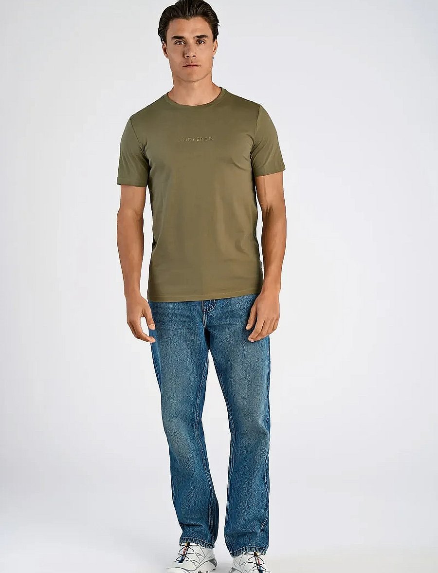 Lindbergh - Lindbergh print tee S/S - t-shirts à manches courtes - dk olive - 0