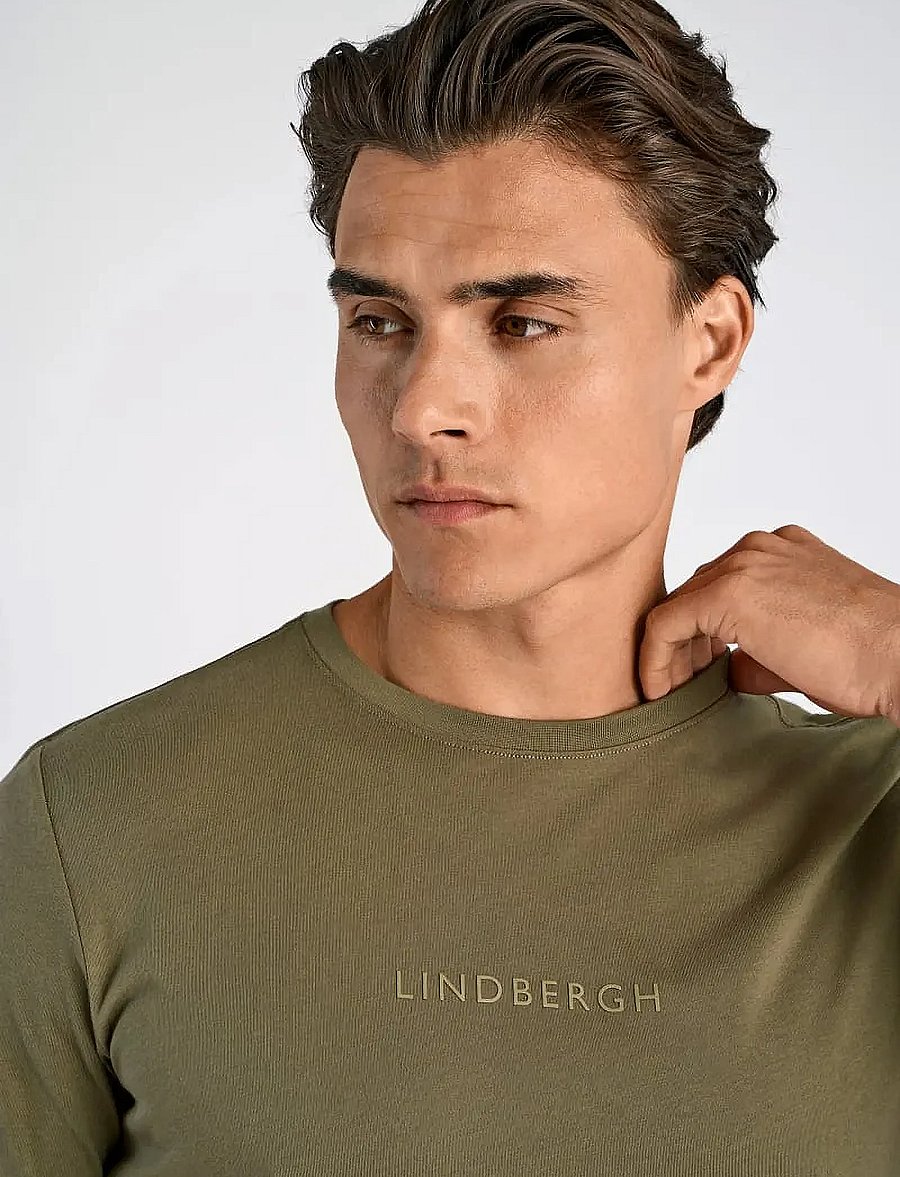 Lindbergh - Lindbergh print tee S/S - t-shirts à manches courtes - dk olive - 3