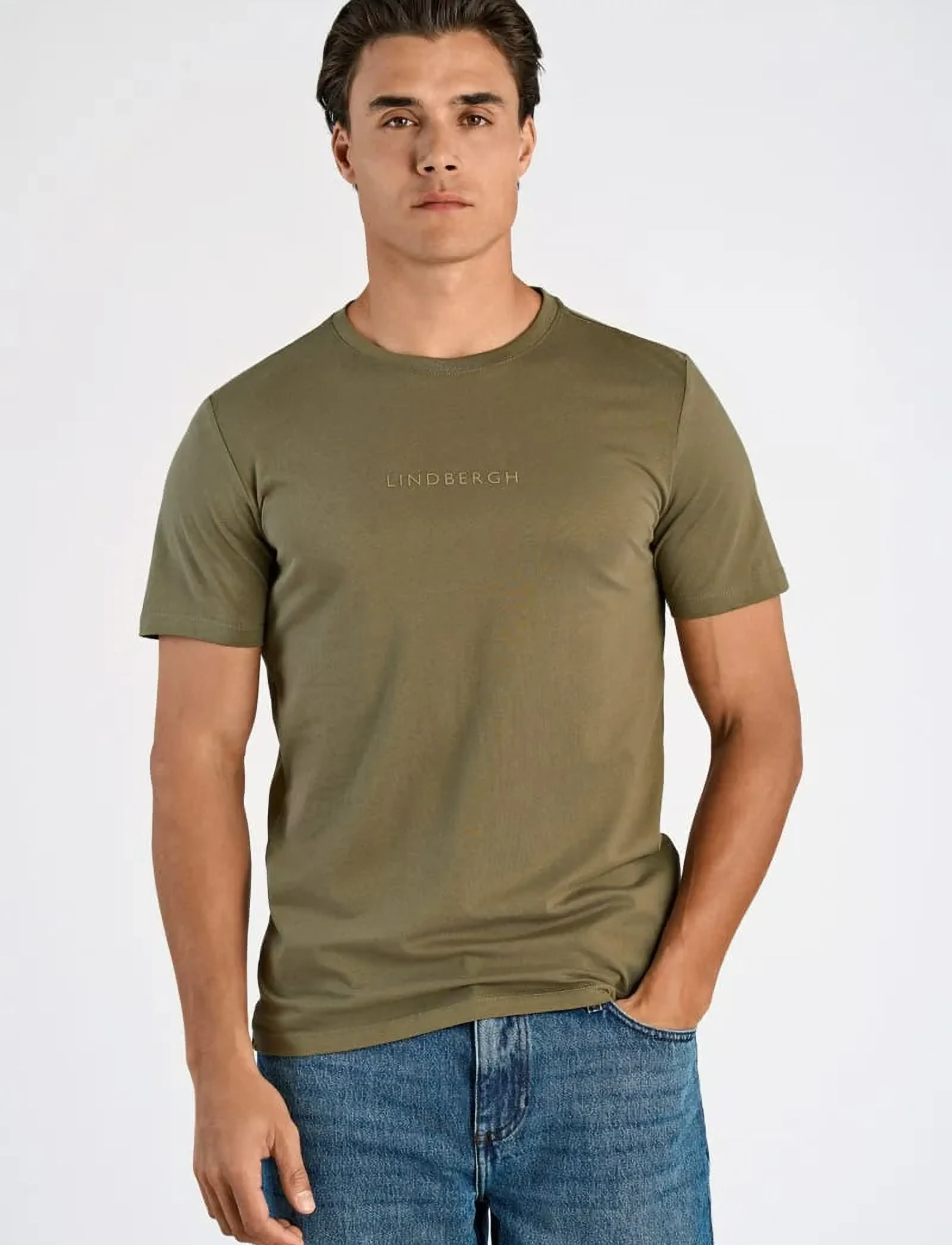 Lindbergh - Lindbergh print tee S/S - t-shirts à manches courtes - dk olive - 5