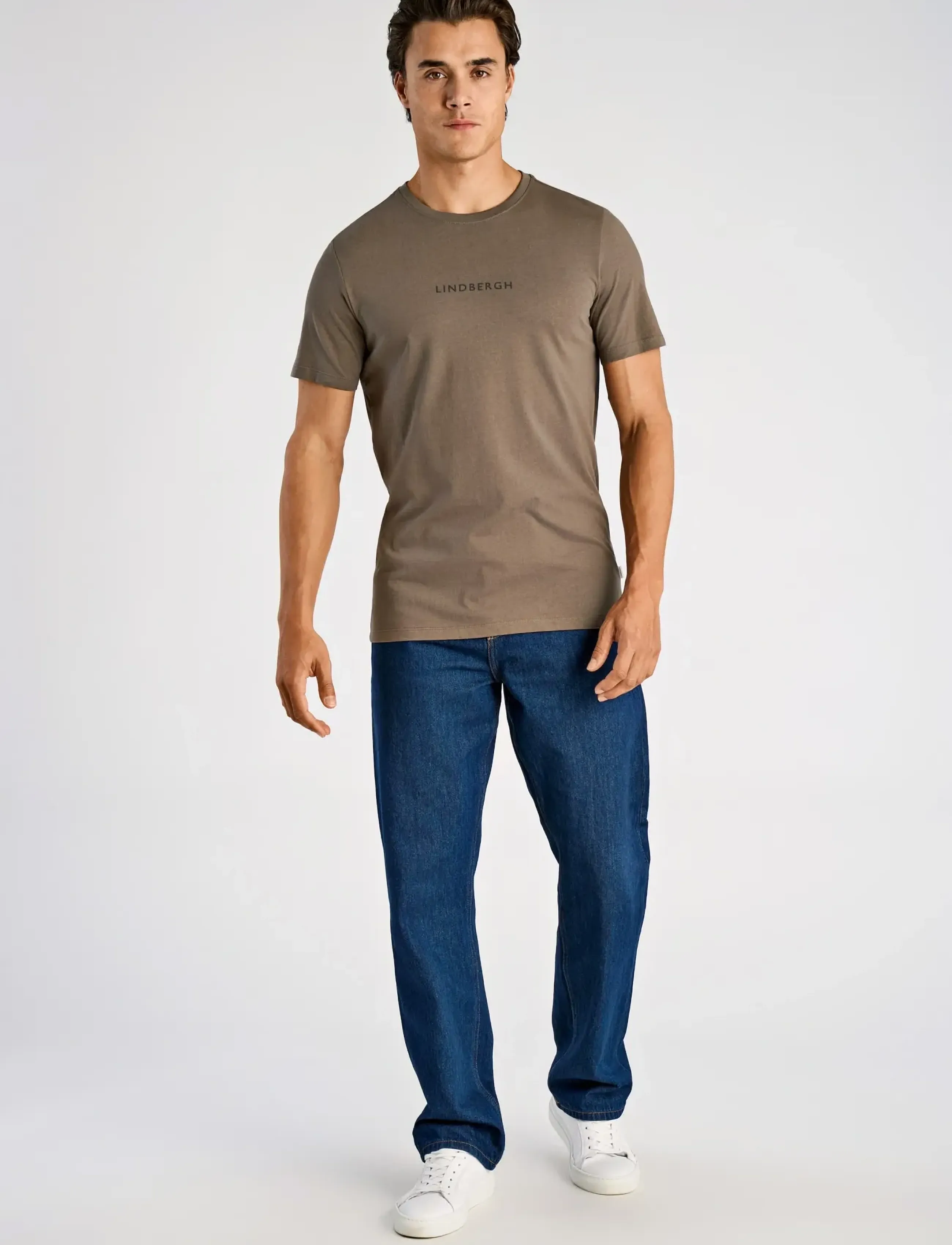 Lindbergh Lindbergh print tee S/S - T-skjorter - DK STONE / brown