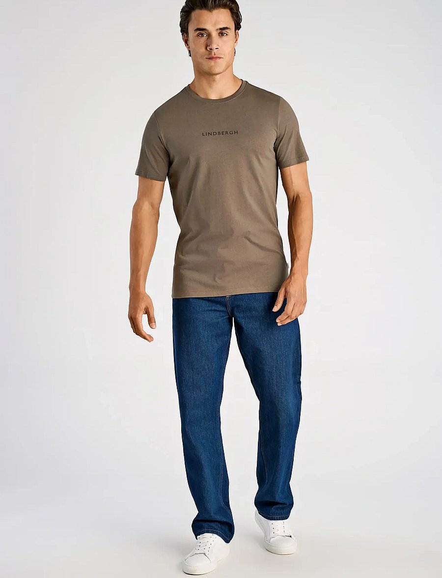 Lindbergh - Lindbergh print tee S/S - lühikeste varrukatega t-särgid - dk stone - 0