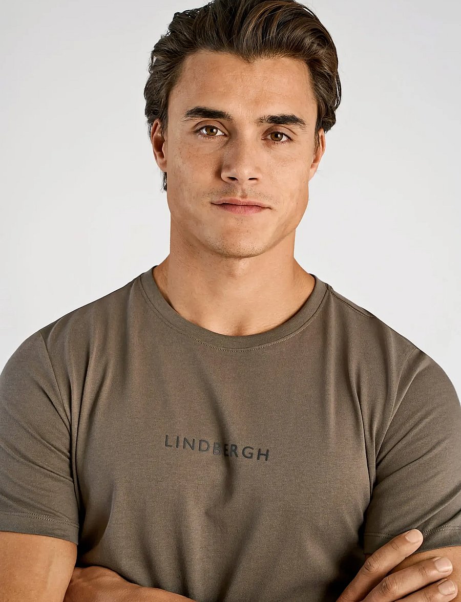 Lindbergh - Lindbergh print tee S/S - lühikeste varrukatega t-särgid - dk stone - 5