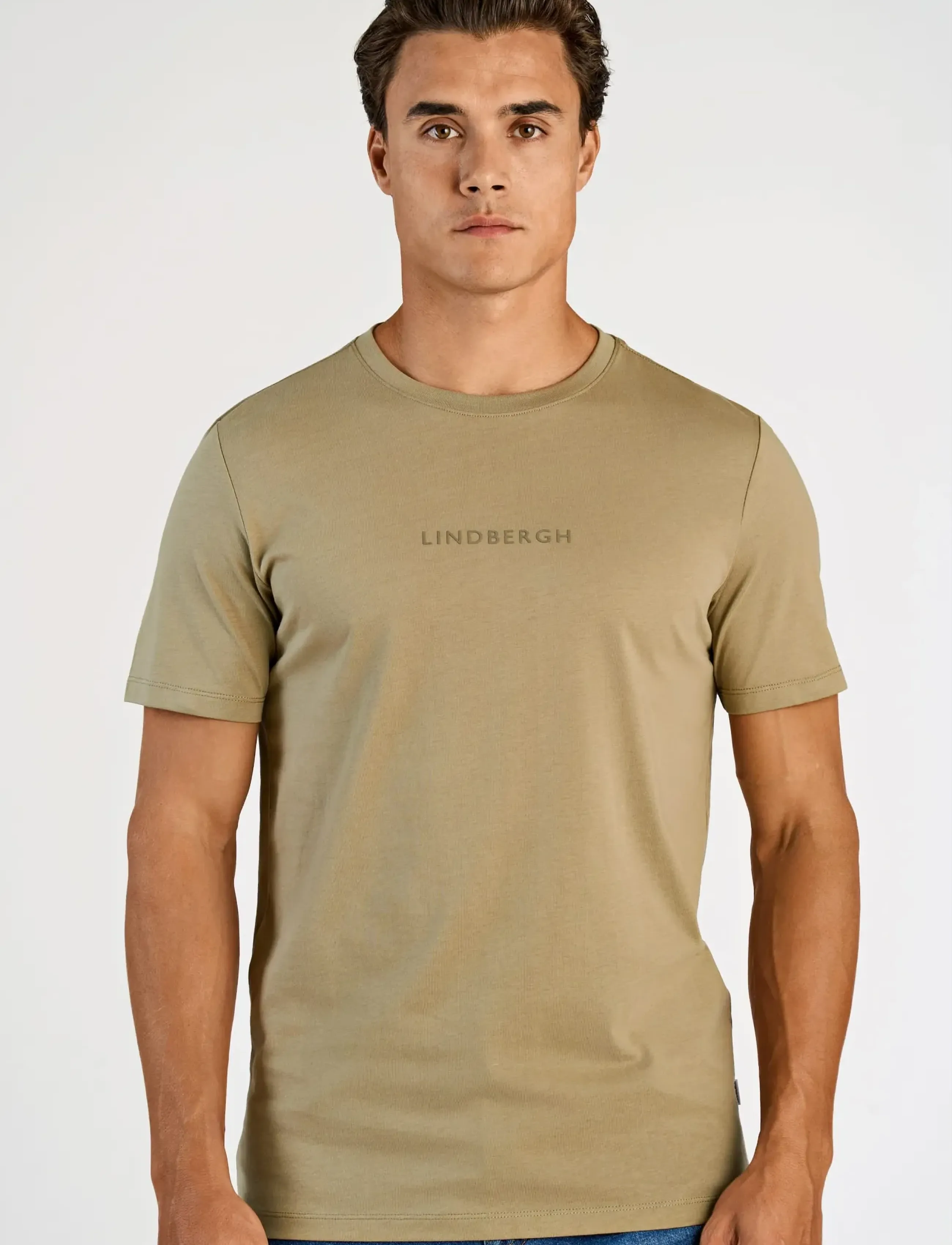 Lindbergh Lindbergh print tee S/S - T-shirts - DUSTY GREEN / khaki/green