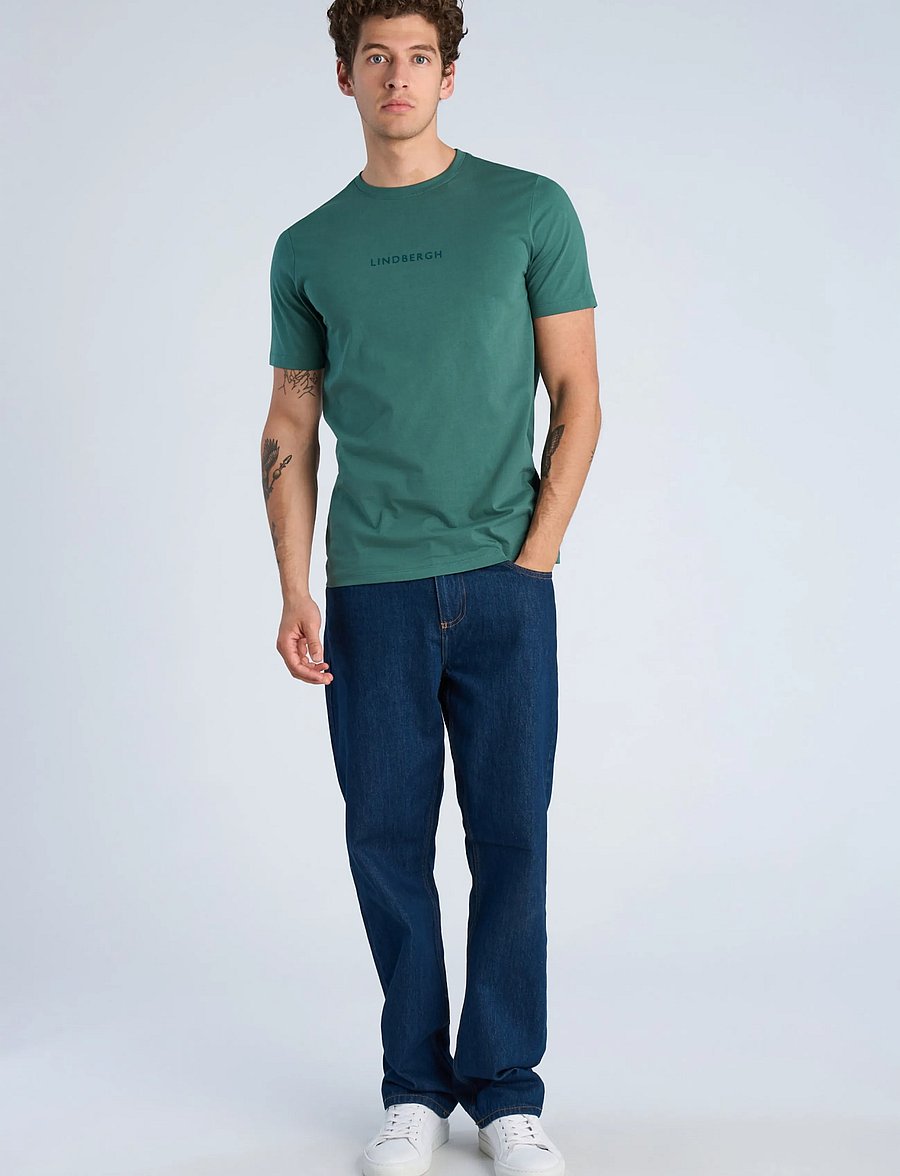 Lindbergh - Lindbergh print tee S/S - kortärmade t-shirts - green ink - 0