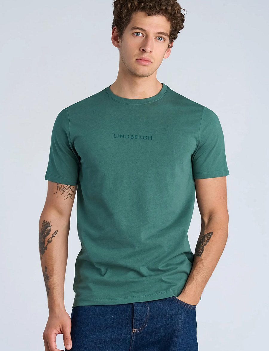 Lindbergh - Lindbergh print tee S/S - kortärmade t-shirts - green ink - 3
