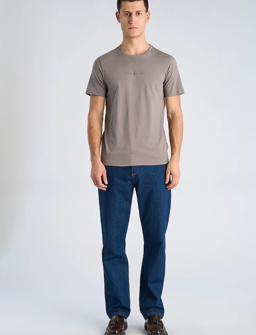 Lindbergh - Lindbergh print tee S/S - kortærmede t-shirts - grey dusk - 0