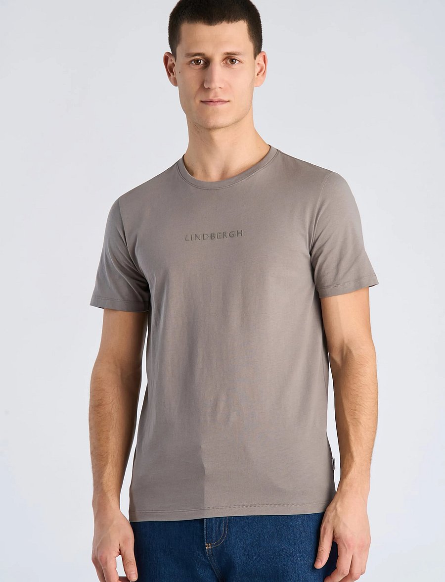 Lindbergh - Lindbergh print tee S/S - kortærmede t-shirts - grey dusk - 3