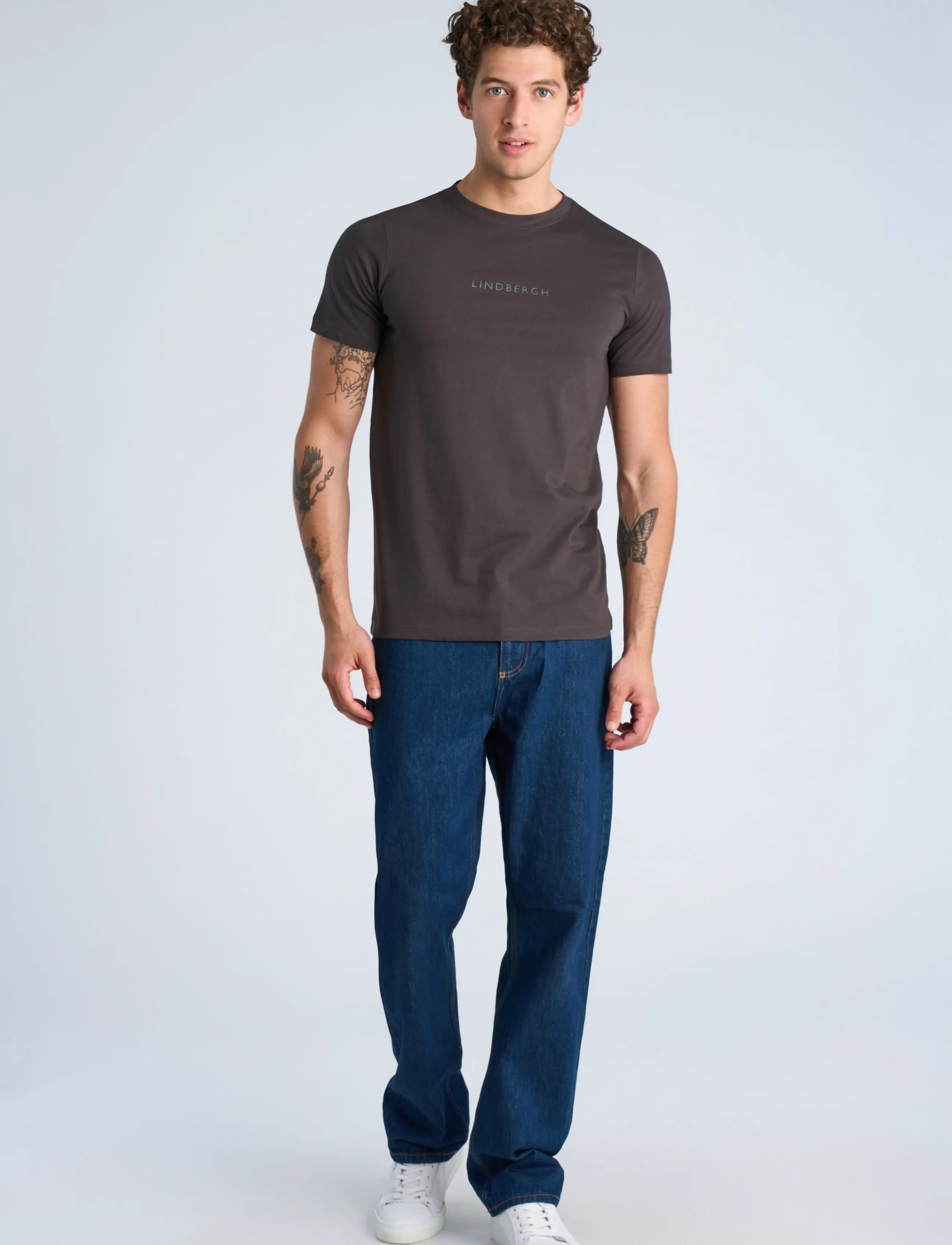 Lindbergh Lindbergh print tee S/S - Kortärmade t-shirts - INK GREY / grey