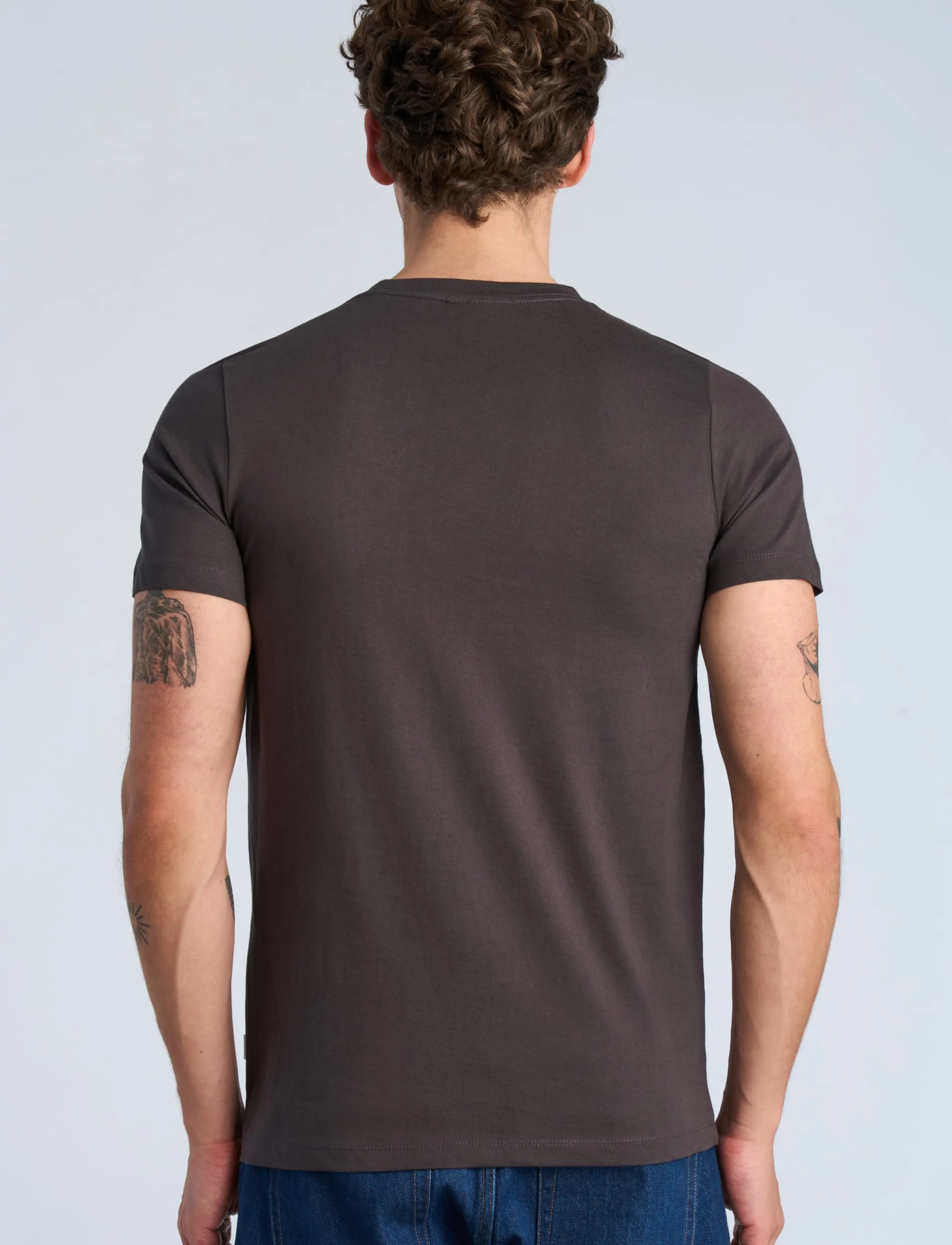 Lindbergh - Lindbergh print tee S/S - kortärmade t-shirts - ink grey - 4